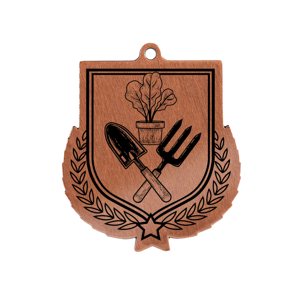 Colour Printed Gardening Shield Shaped Medal