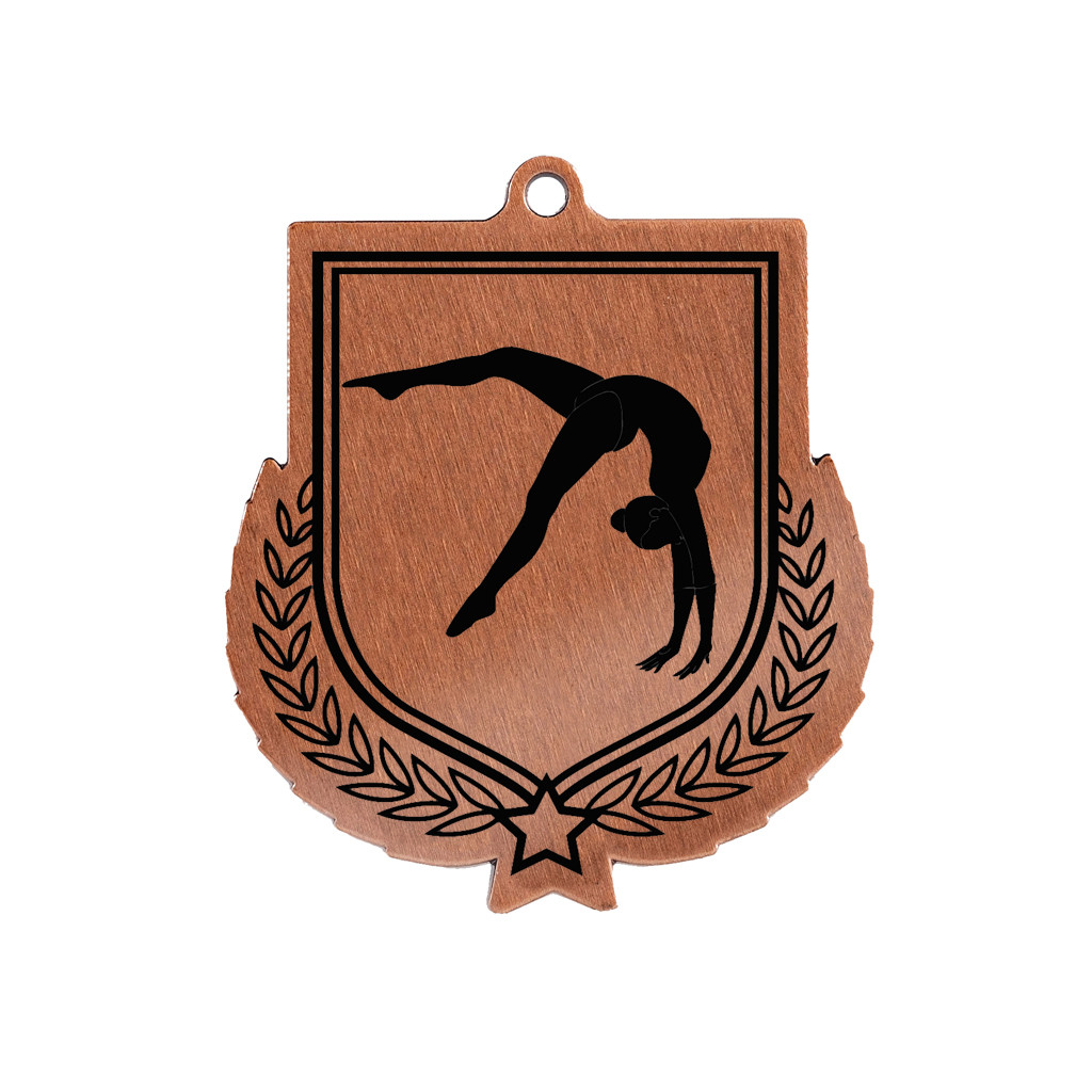 Colour Printed Gymnastics Shield Shaped Medal