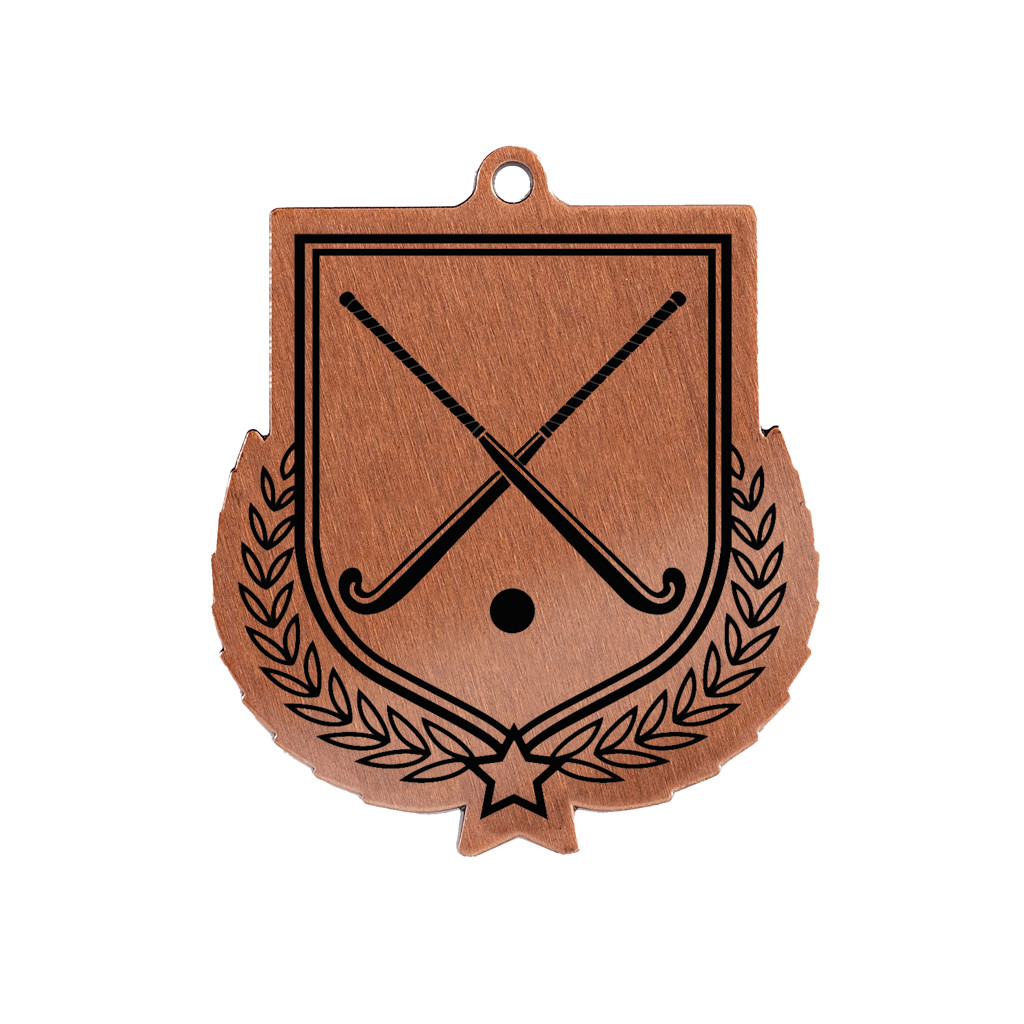 Colour Printed Hockey Shield Shaped Medal