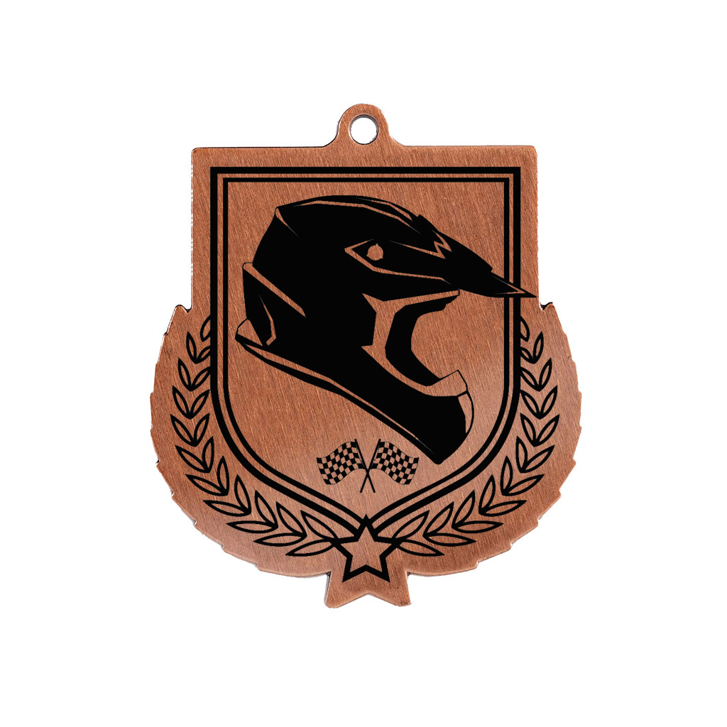 Colour Printed Motorsport Shield Shaped Medal