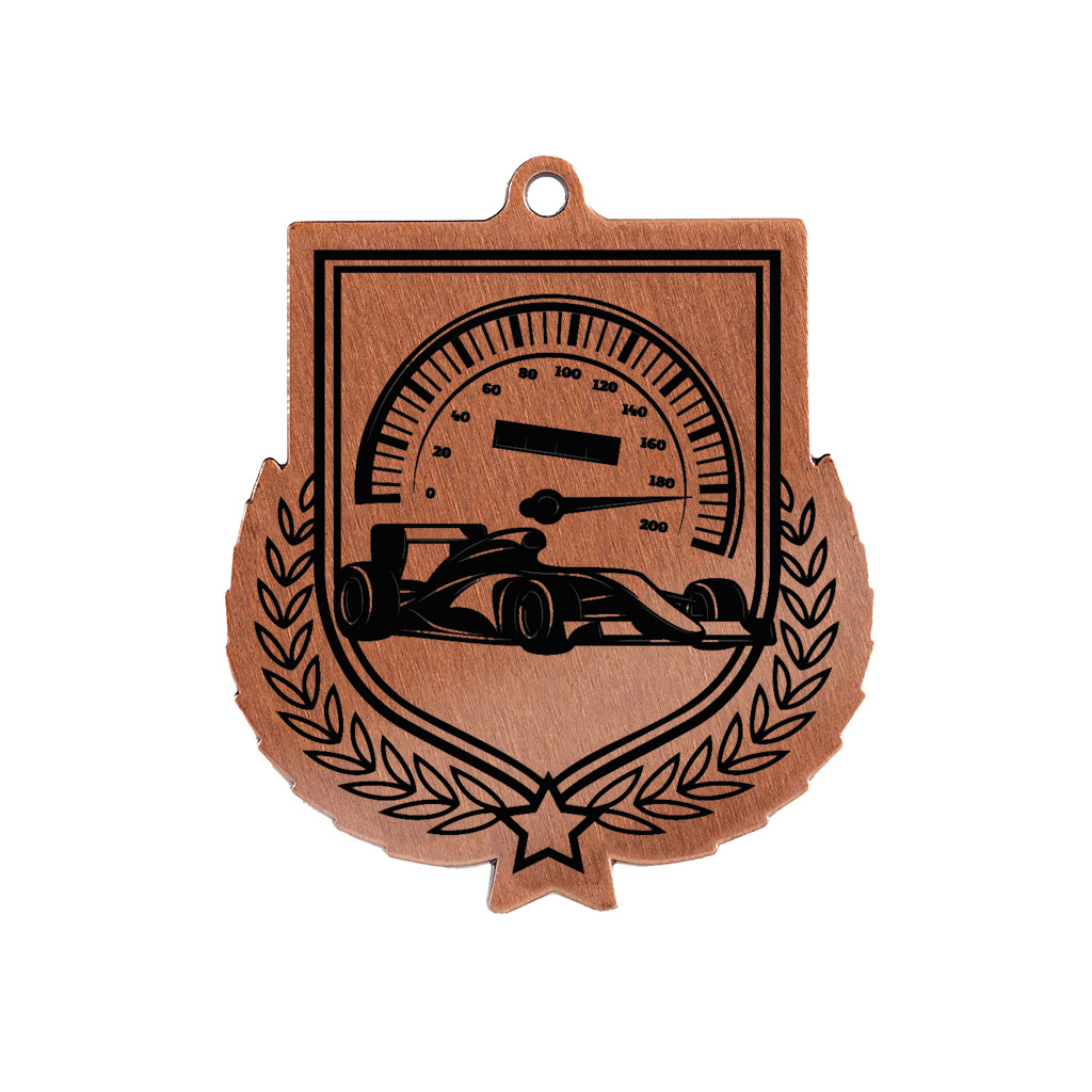 Colour Printed Motorsport Shield Shaped Medal