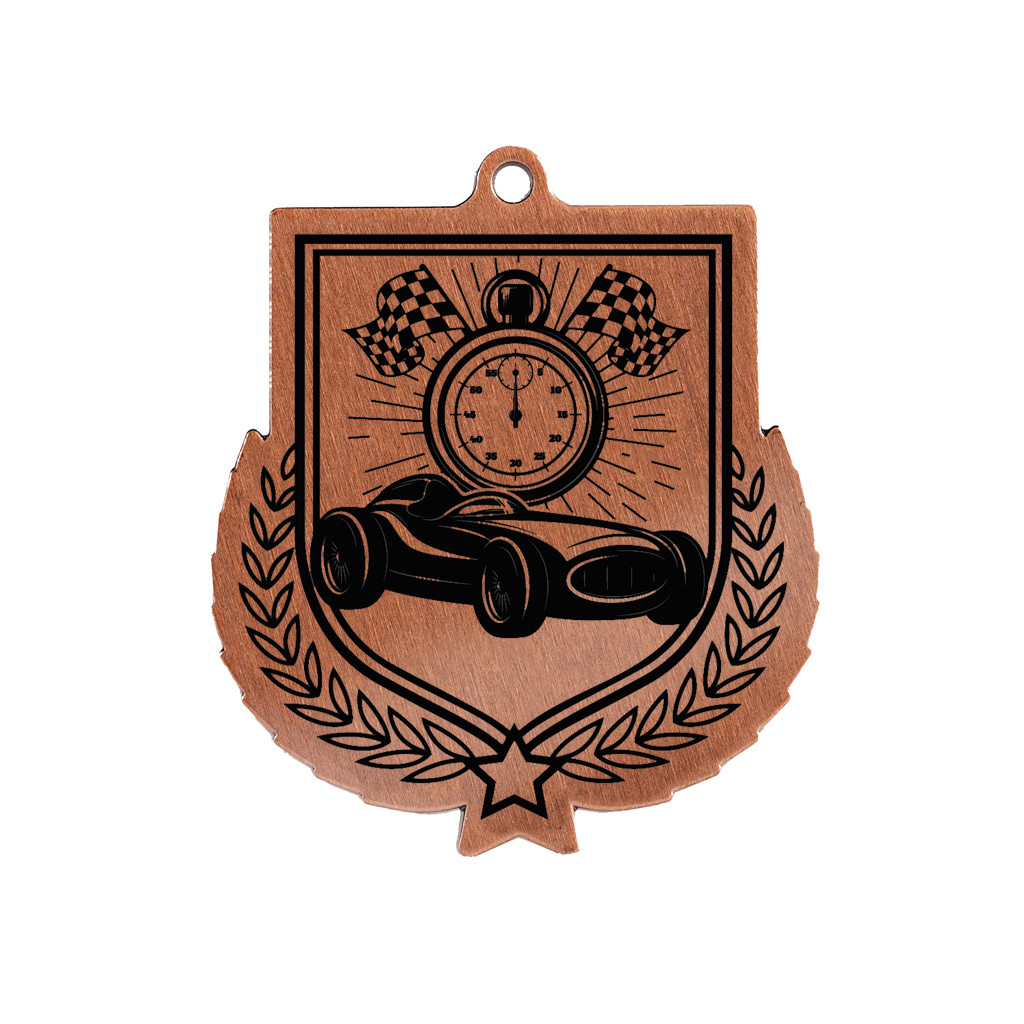 Colour Printed Motorsport Shield Shaped Medal