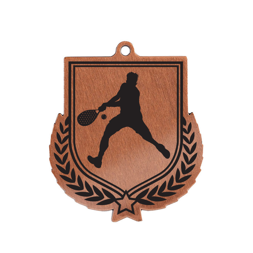 Colour Printed Padel Tennis Shield Shaped Medal