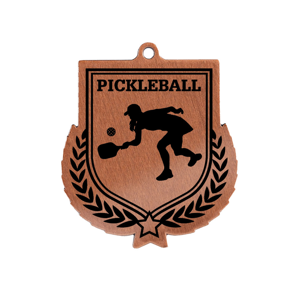 Colour Printed Pickleball Shield Shaped Medal
