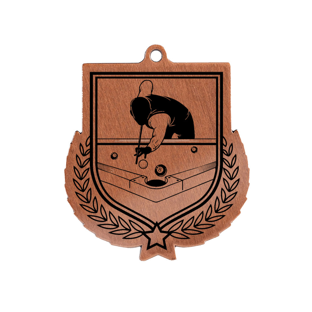 Colour Printed Pool Shield Shaped Medal