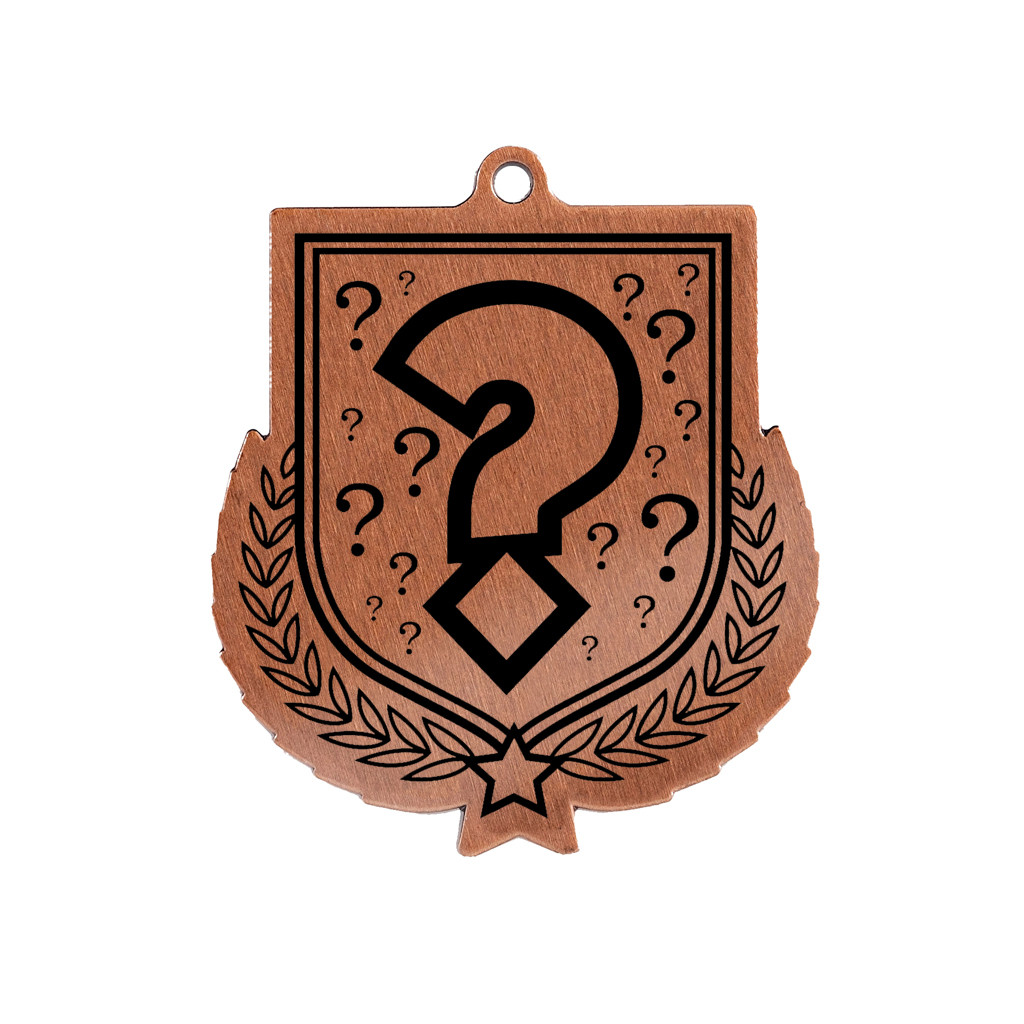 Colour Printed Quiz Shield Shaped Medal