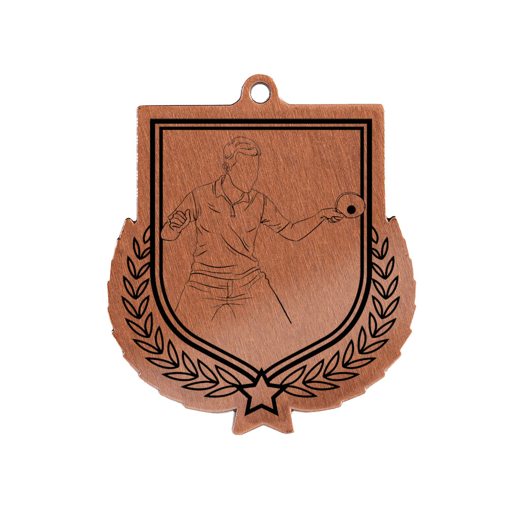 Colour Printed Table Tennis Shield Shaped Medal