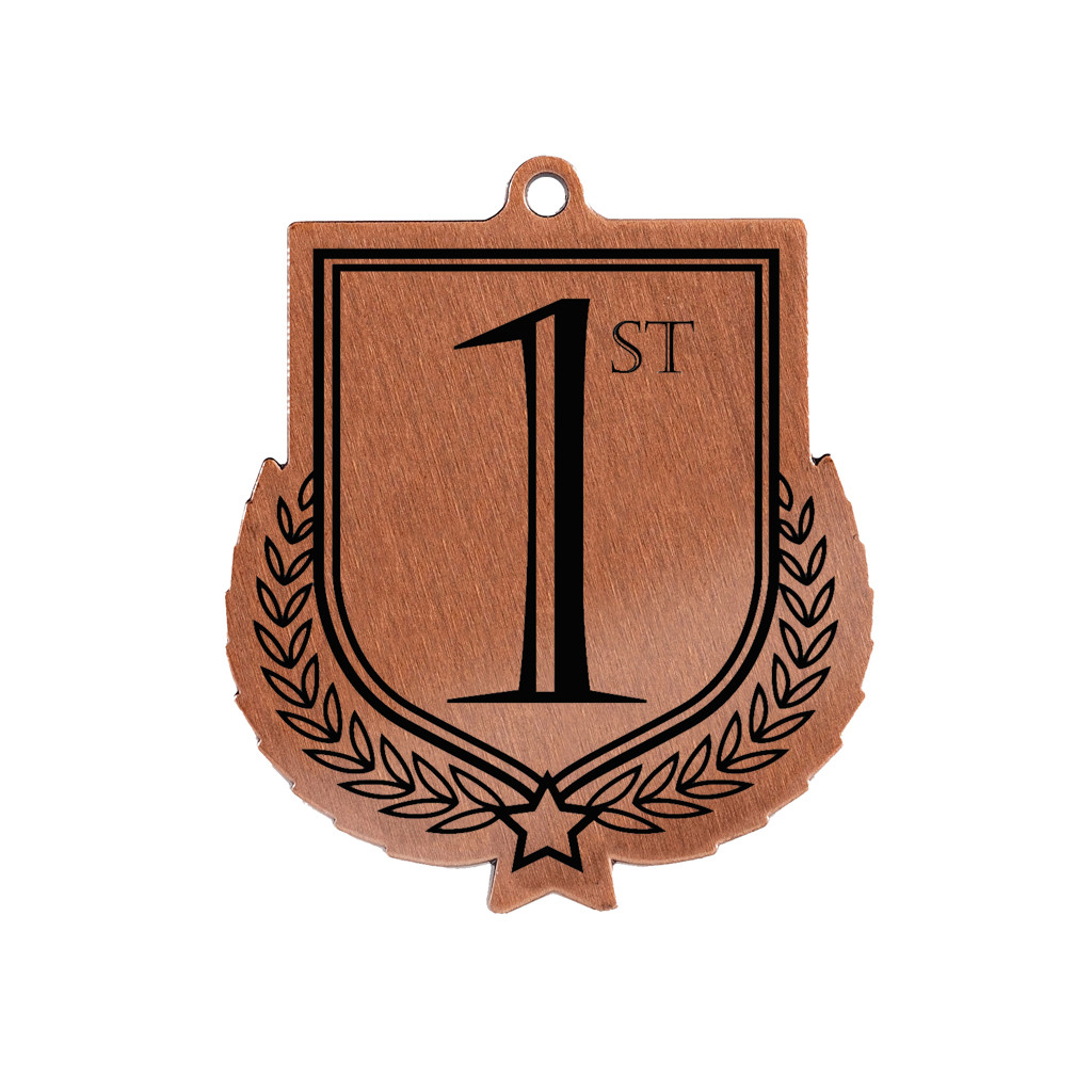 Colour Printed 1st Place Shield Shaped Medal