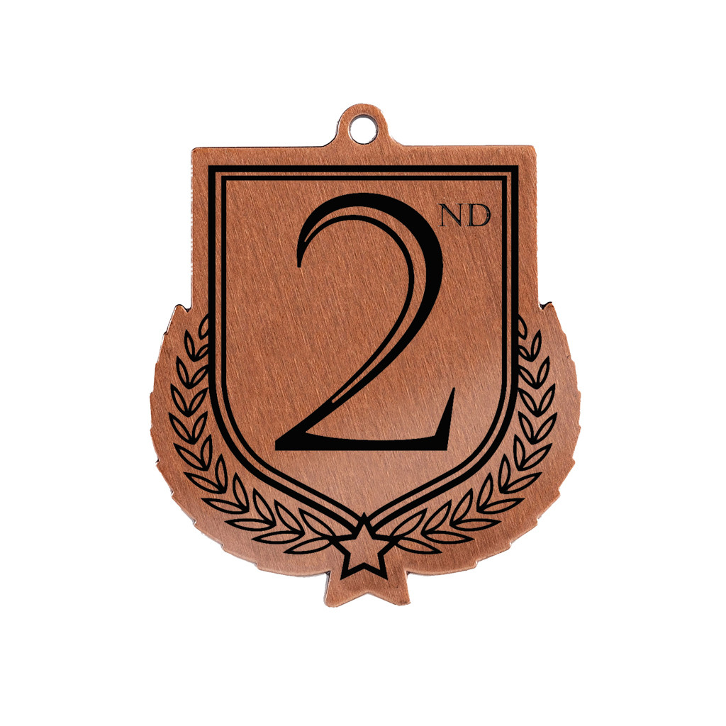 Colour Printed 2nd Place Shield Shaped Medal