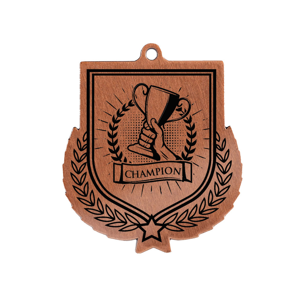 Colour Printed Champion Shield Shaped Medal