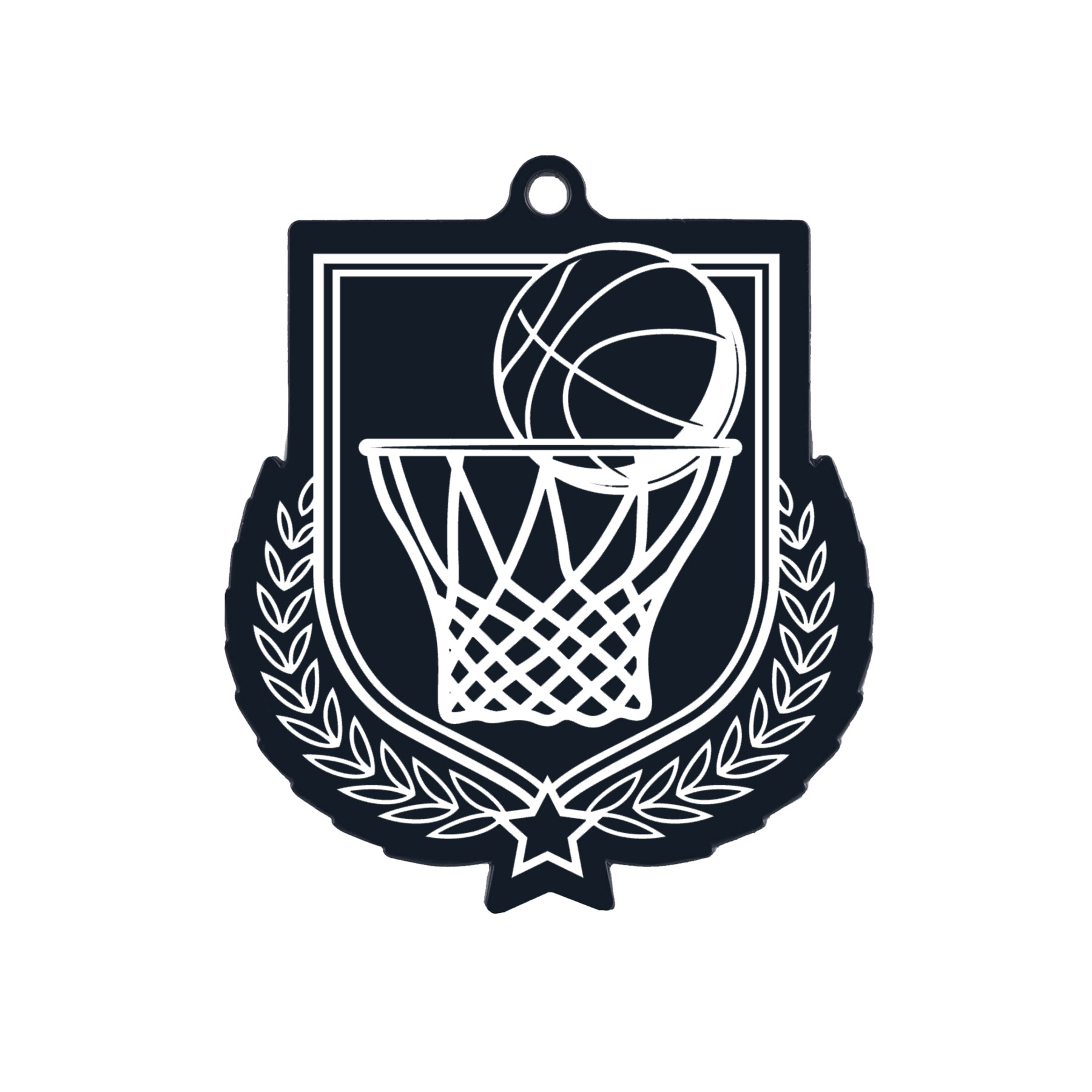 Colour Printed Basketball Shield Shaped Medal