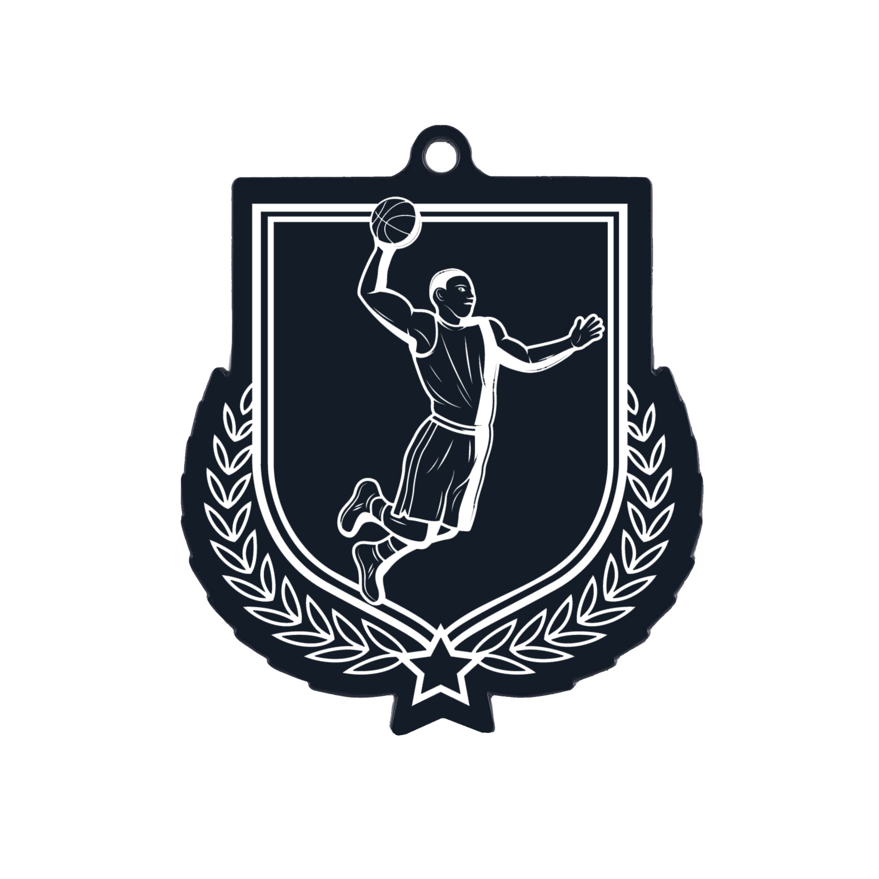 Colour Printed Basketball Shield Shaped Medal