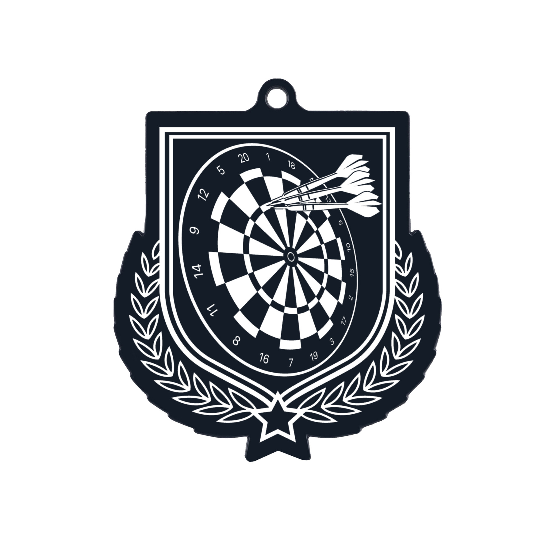 Colour Printed Darts Shield Shaped Medal