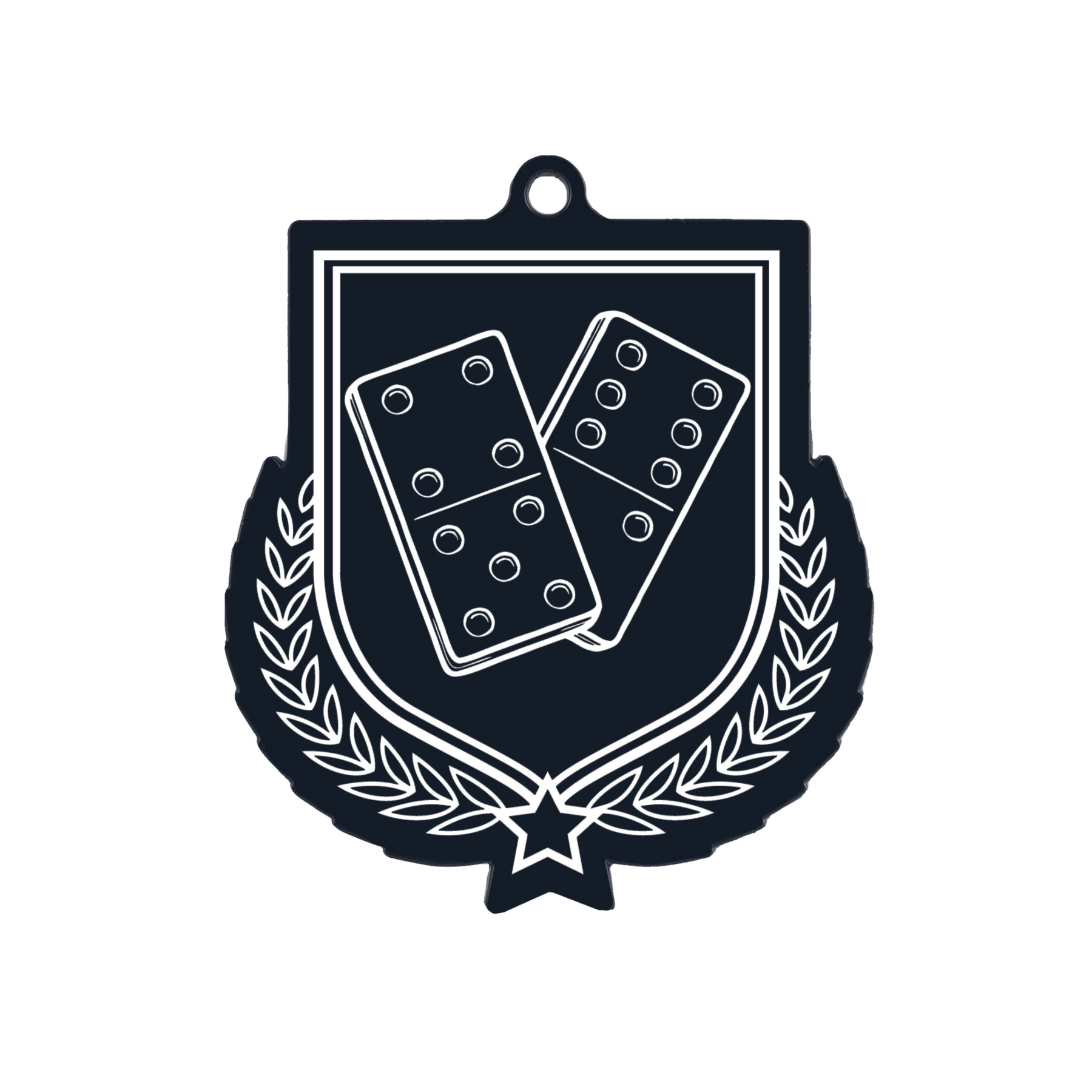 Colour Printed Dominoes Shield Shaped Medal