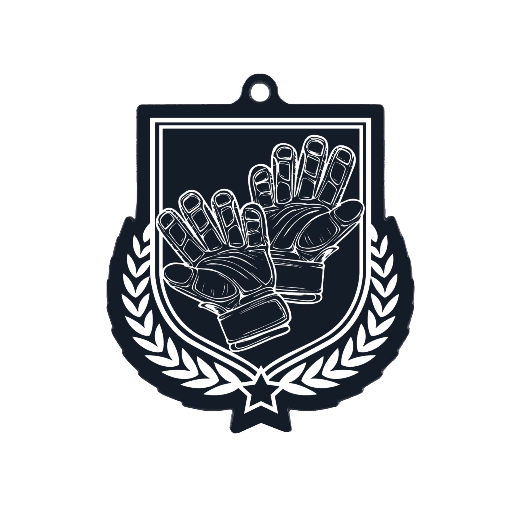 Colour Printed Football Gloves Shield Shaped Medal