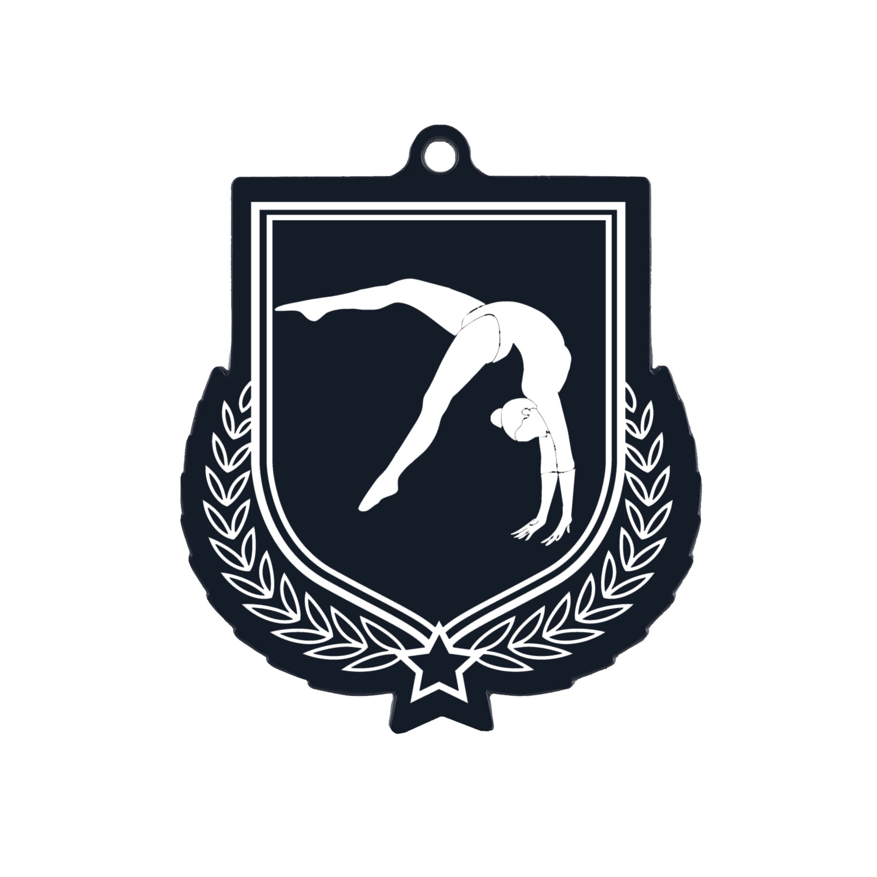 Colour Printed Gymnastics Shield Shaped Medal