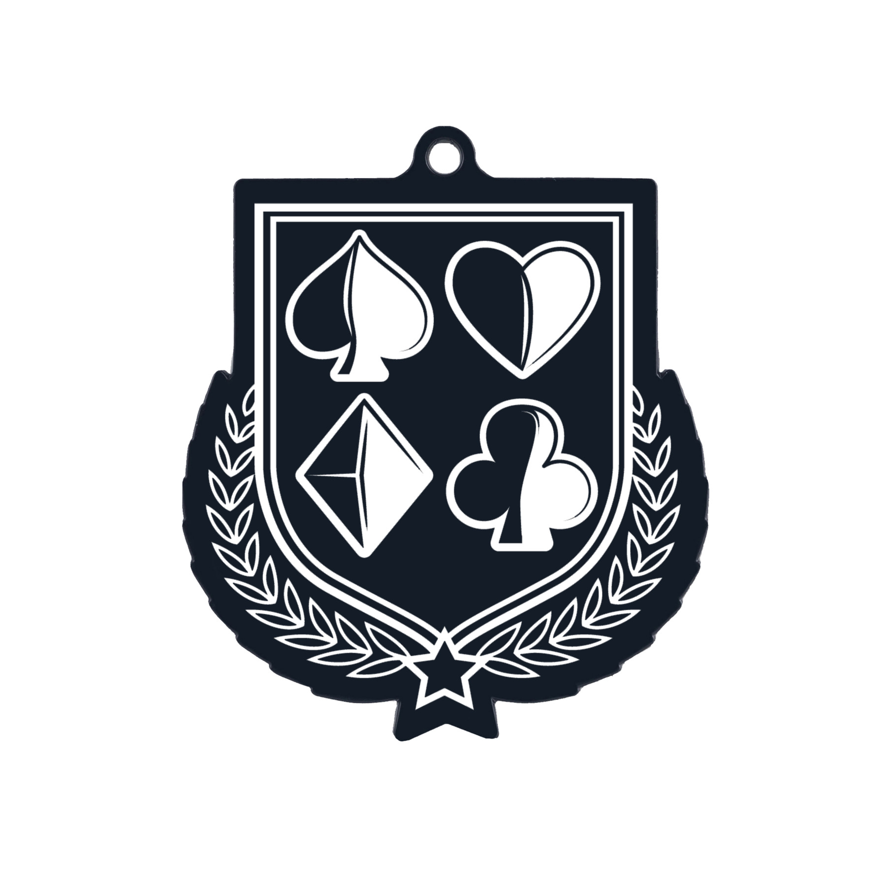 Colour Printed Cards & Poker Shield Shaped Medal
