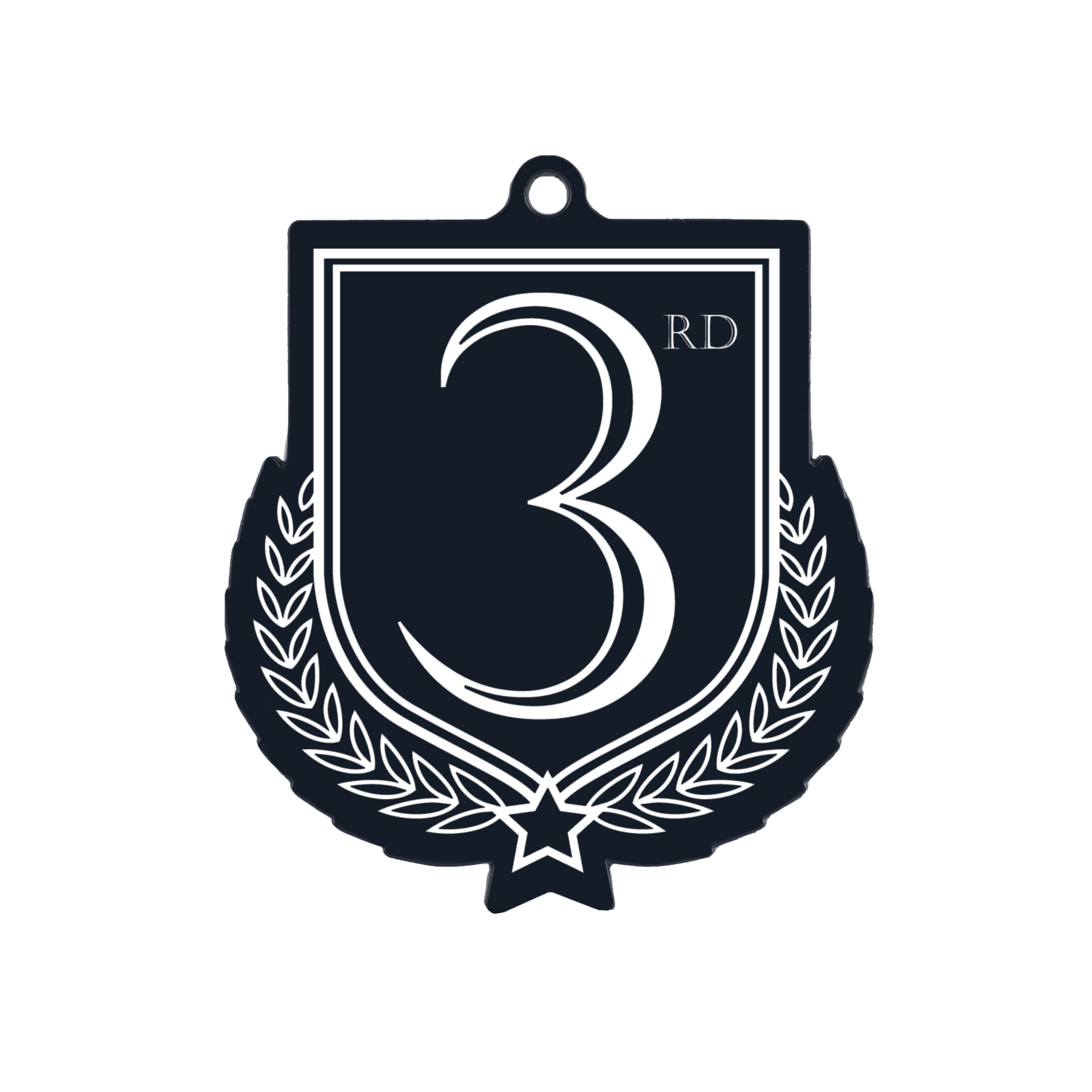 Colour Printed 3rd Place Shield Shaped Medal