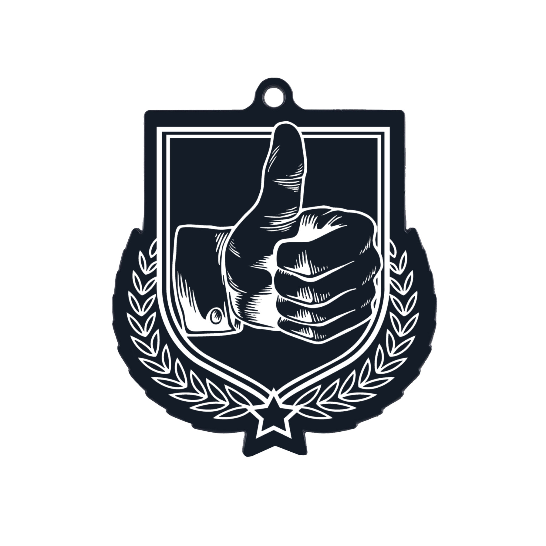 Colour Printed Thumbs Up Shield Shaped Medal