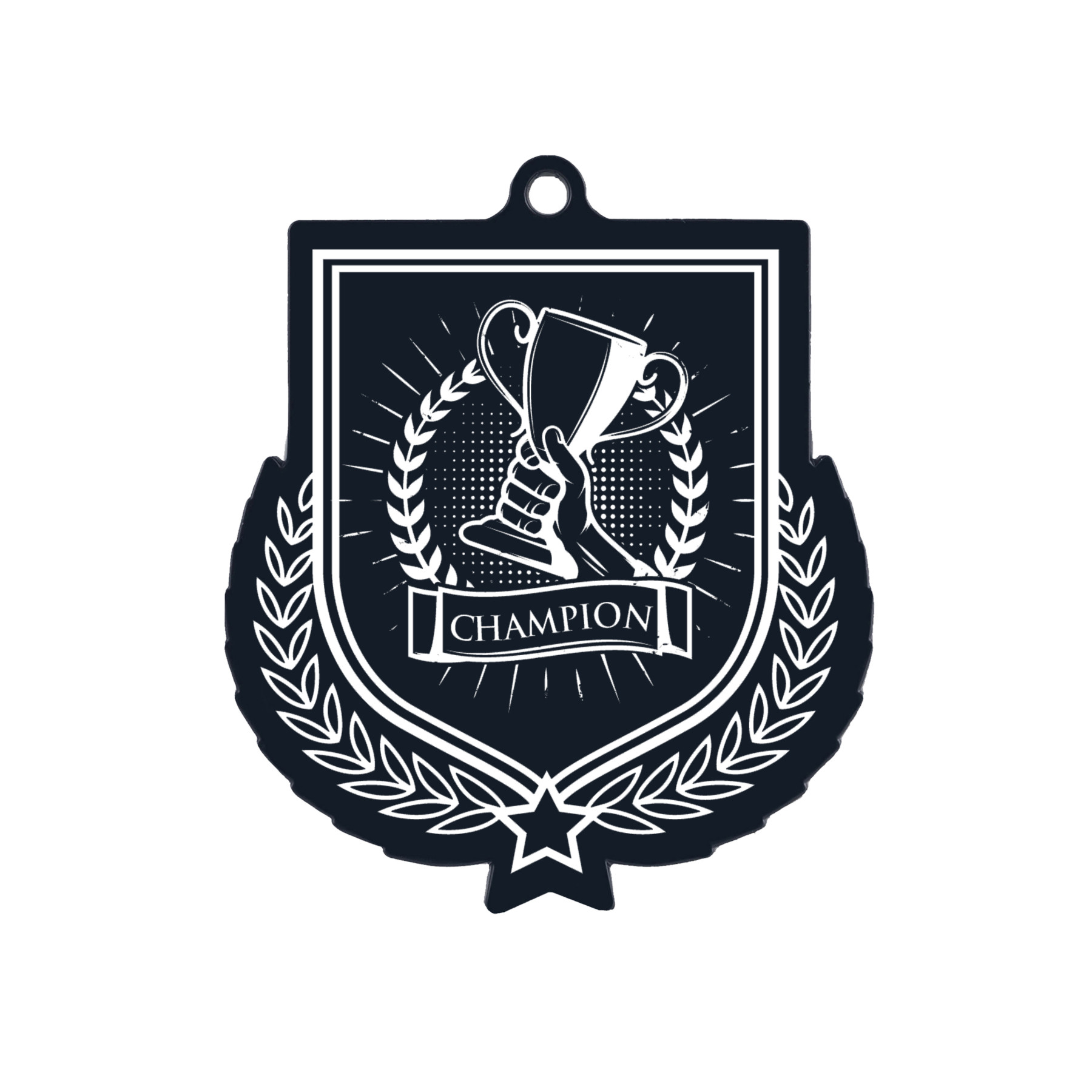 Colour Printed Champion Shield Shaped Medal
