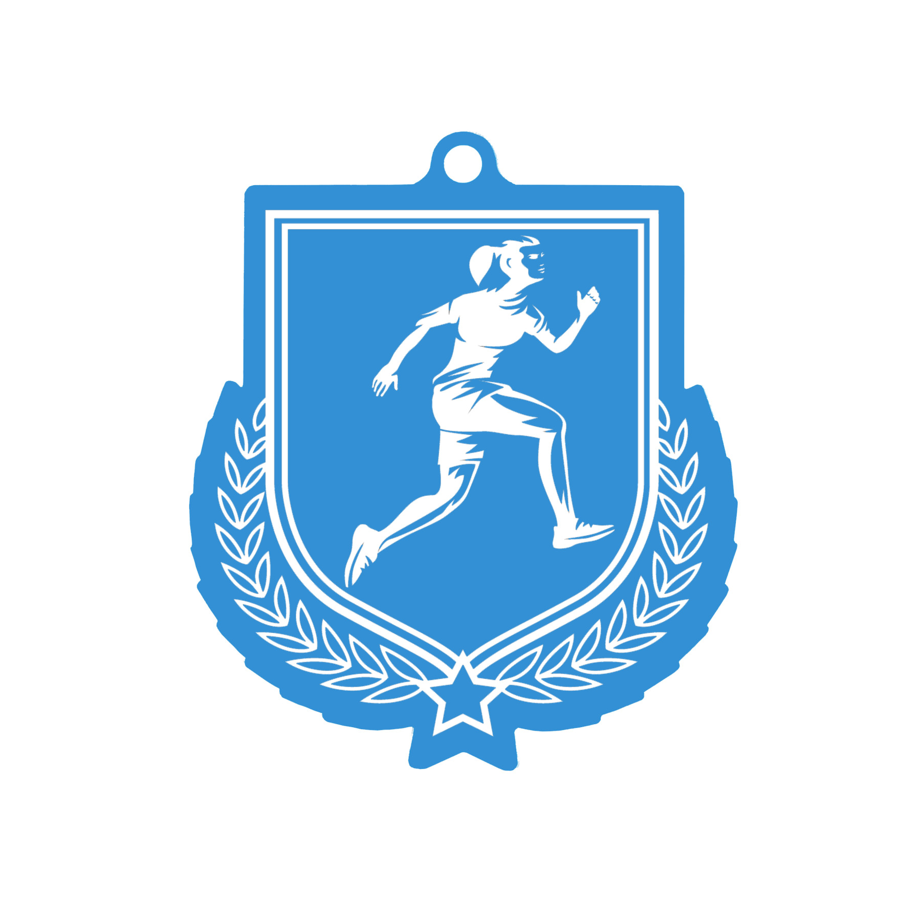 Colour Printed Female Runner Shield Shaped Medal