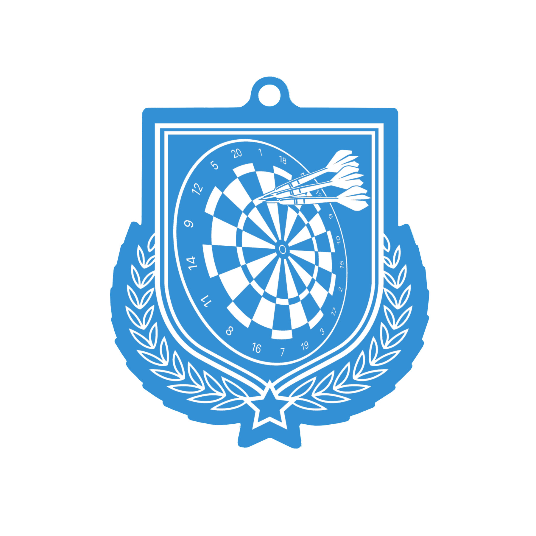 Colour Printed Darts Shield Shaped Medal