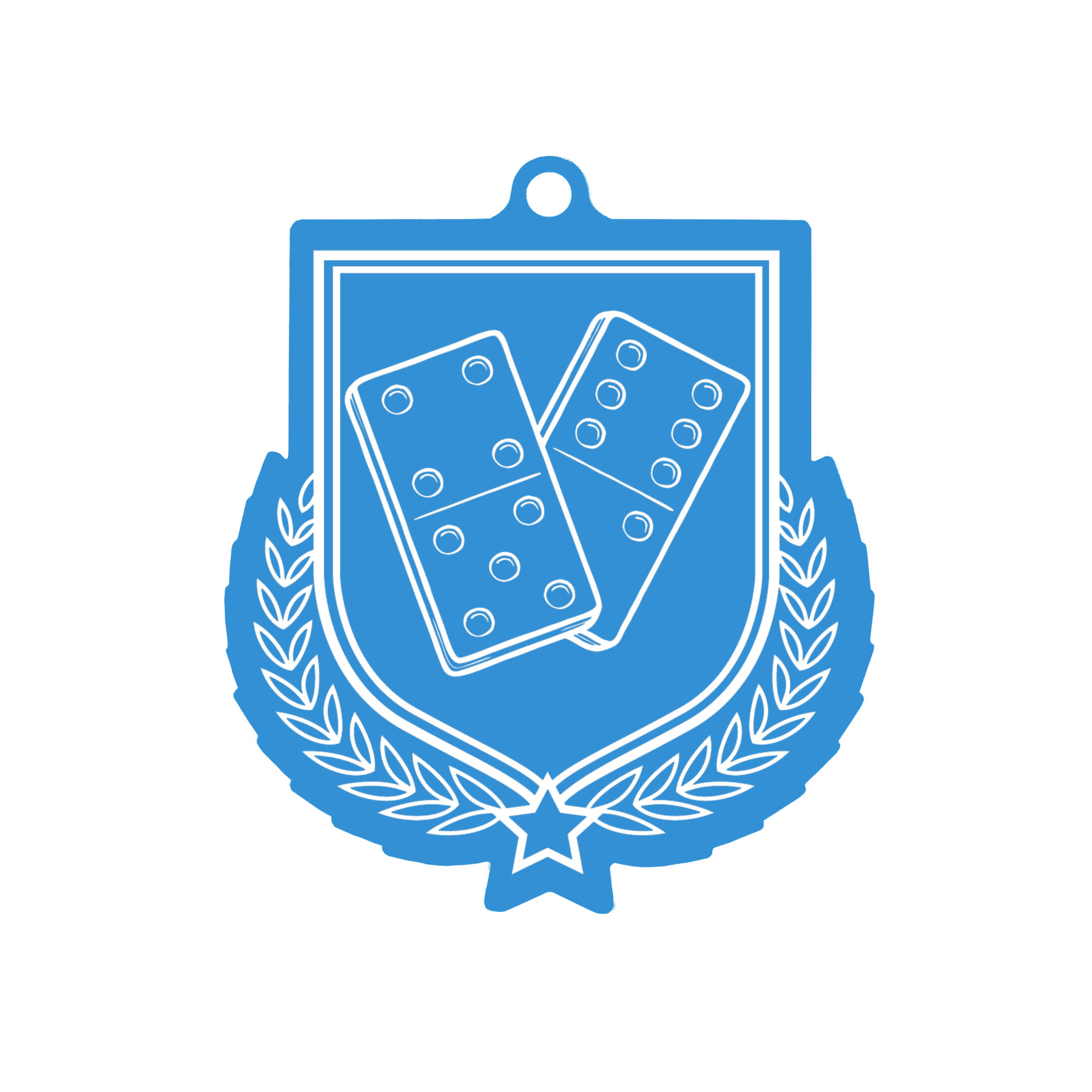 Colour Printed Dominoes Shield Shaped Medal
