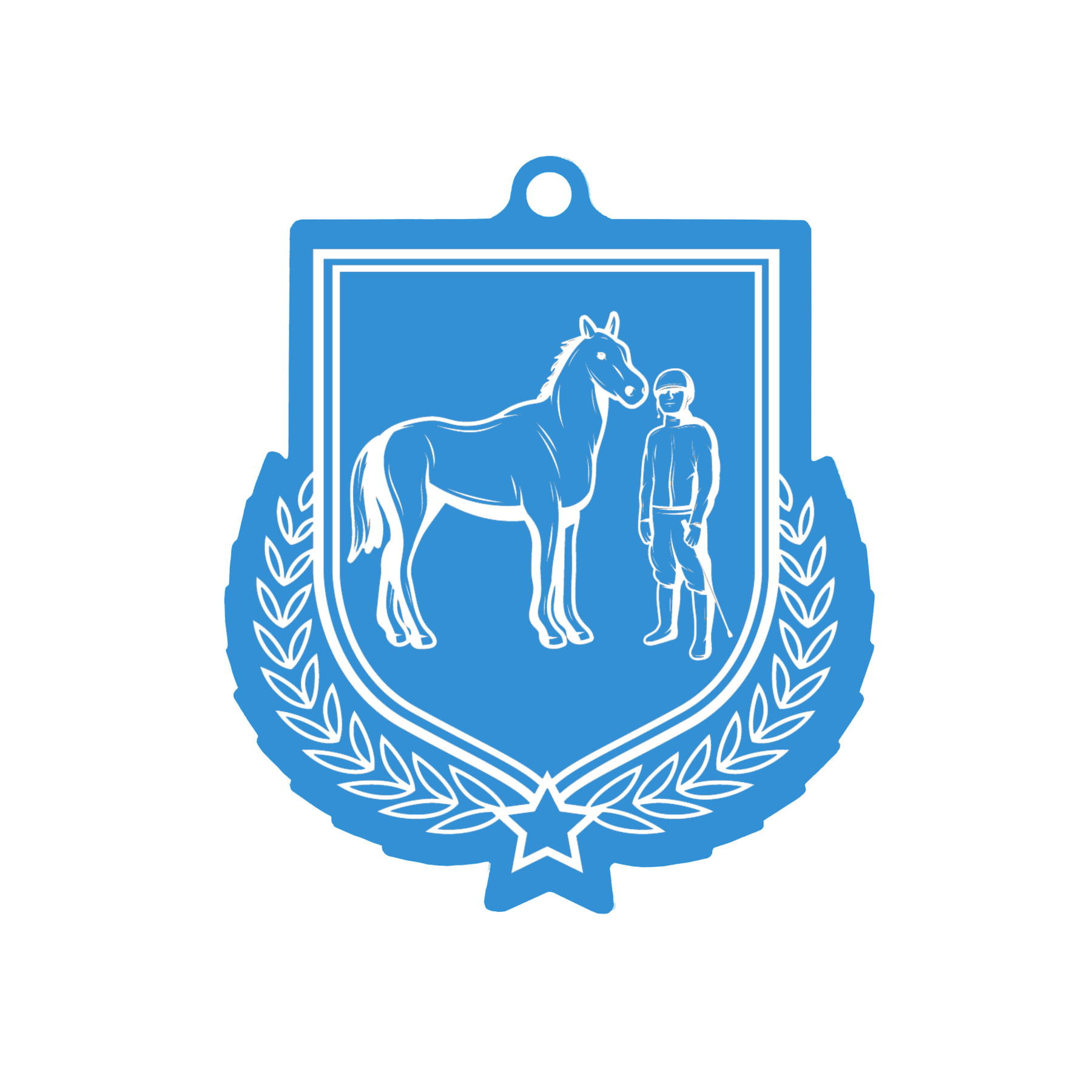 Colour Printed Equestrian Shield Shaped Medal