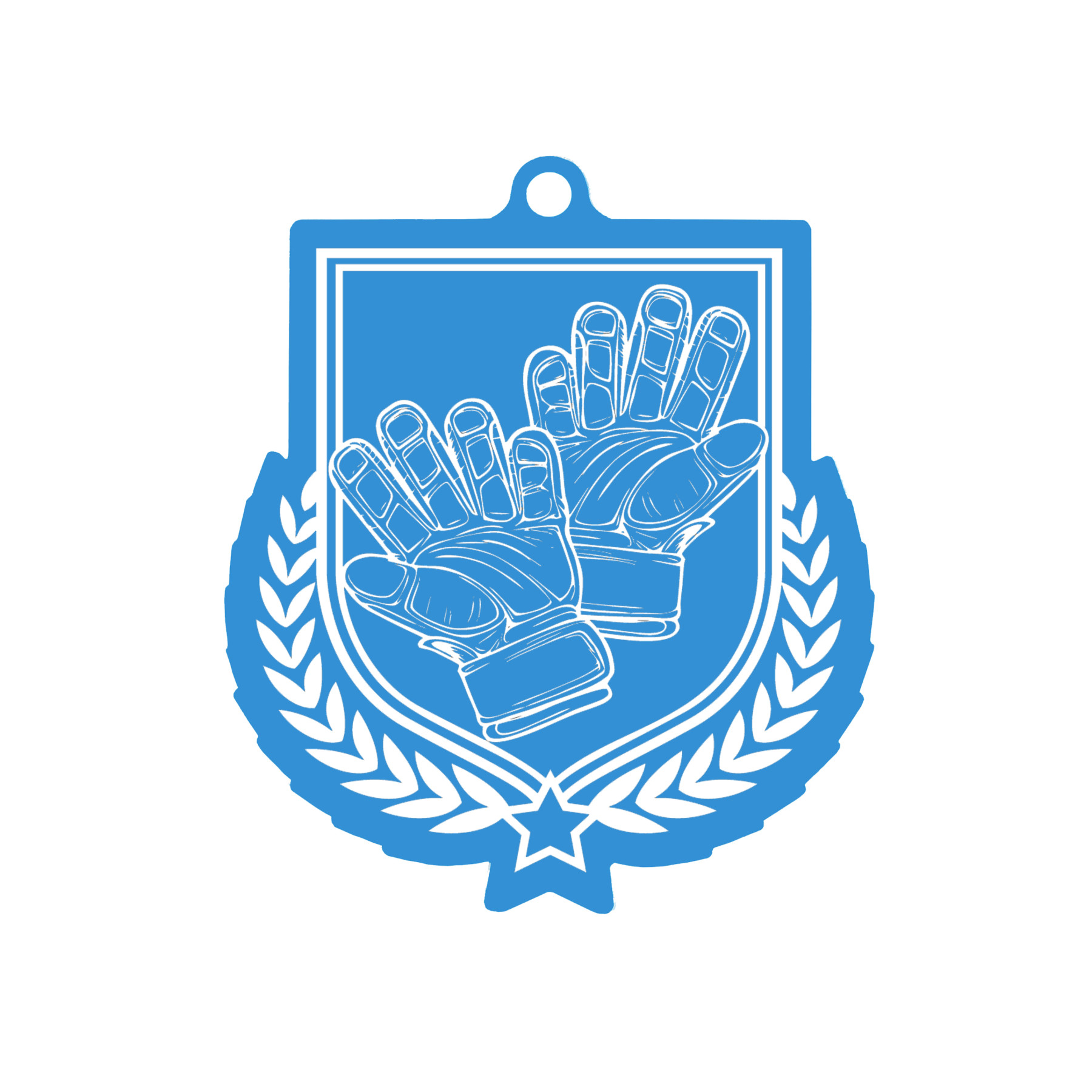 Colour Printed Football Gloves Shield Shaped Medal