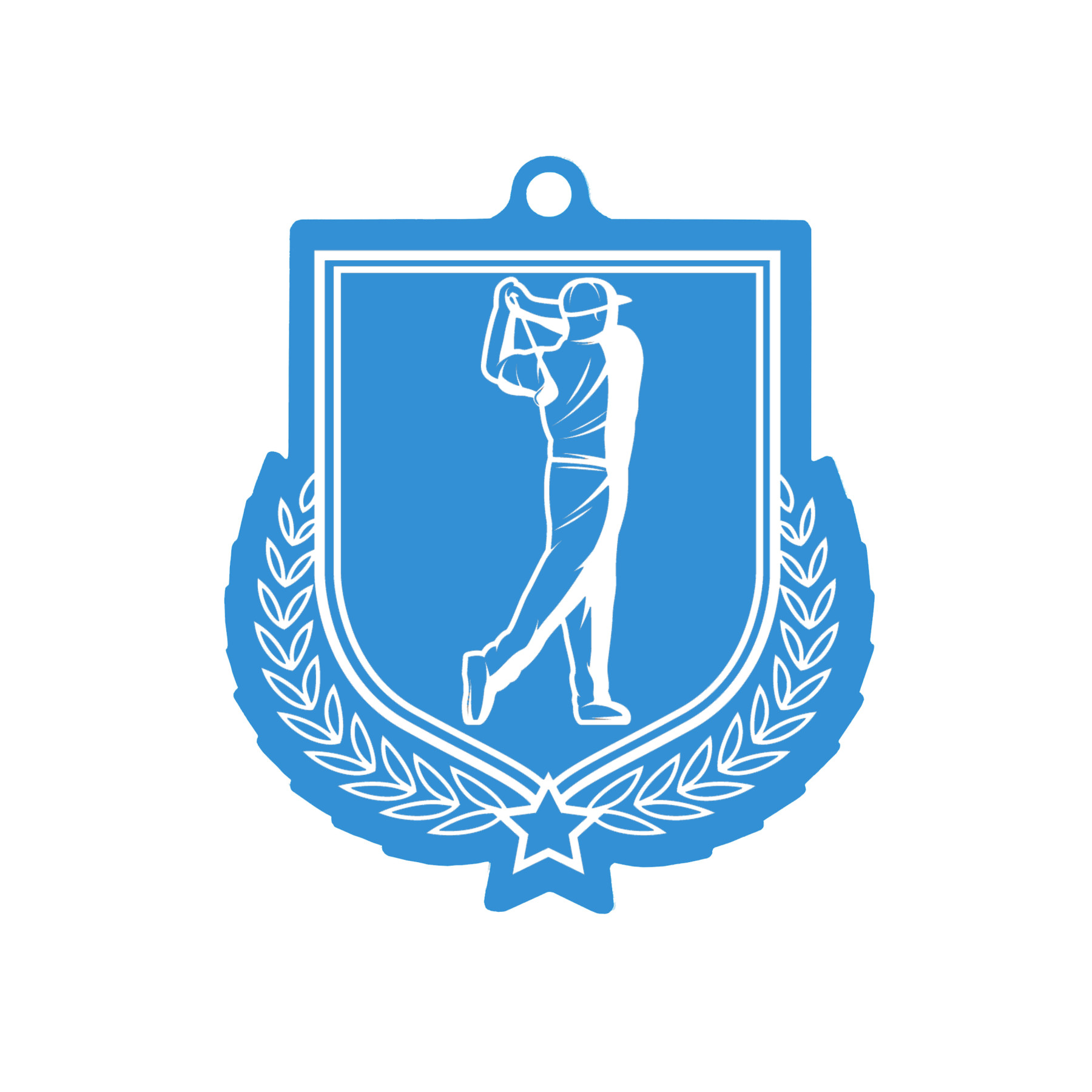 Colour Printed Golf Shield Shaped Medal