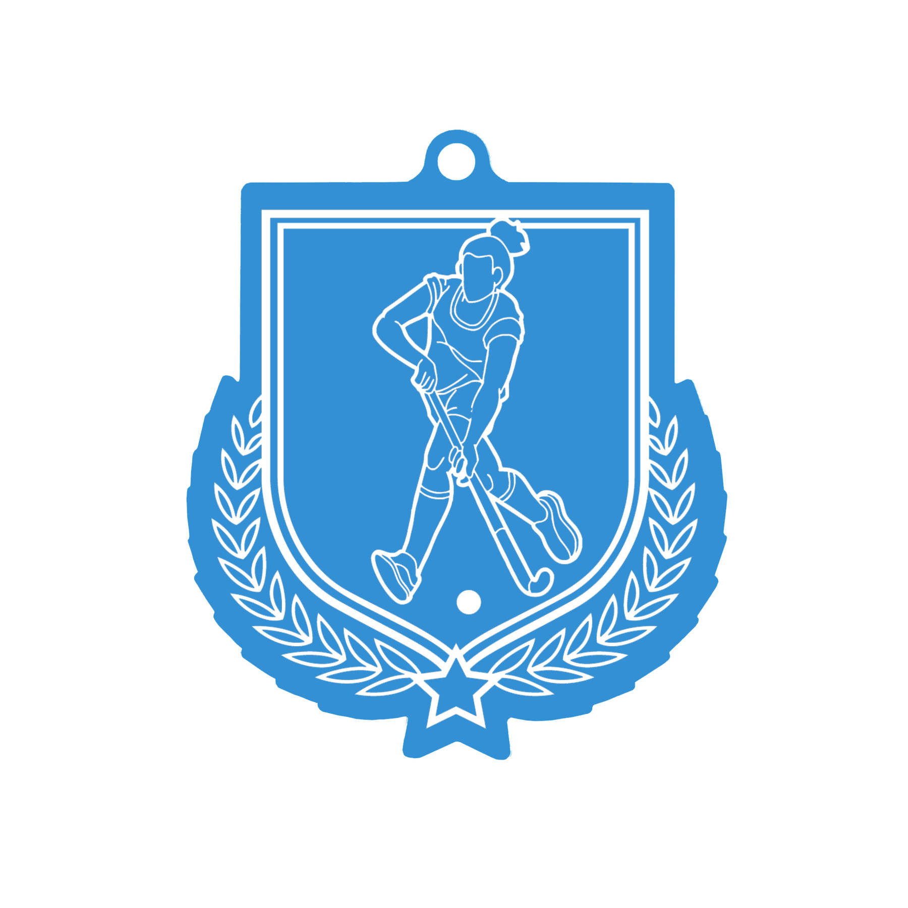 Colour Printed Female Hockey Shield Shaped Medal
