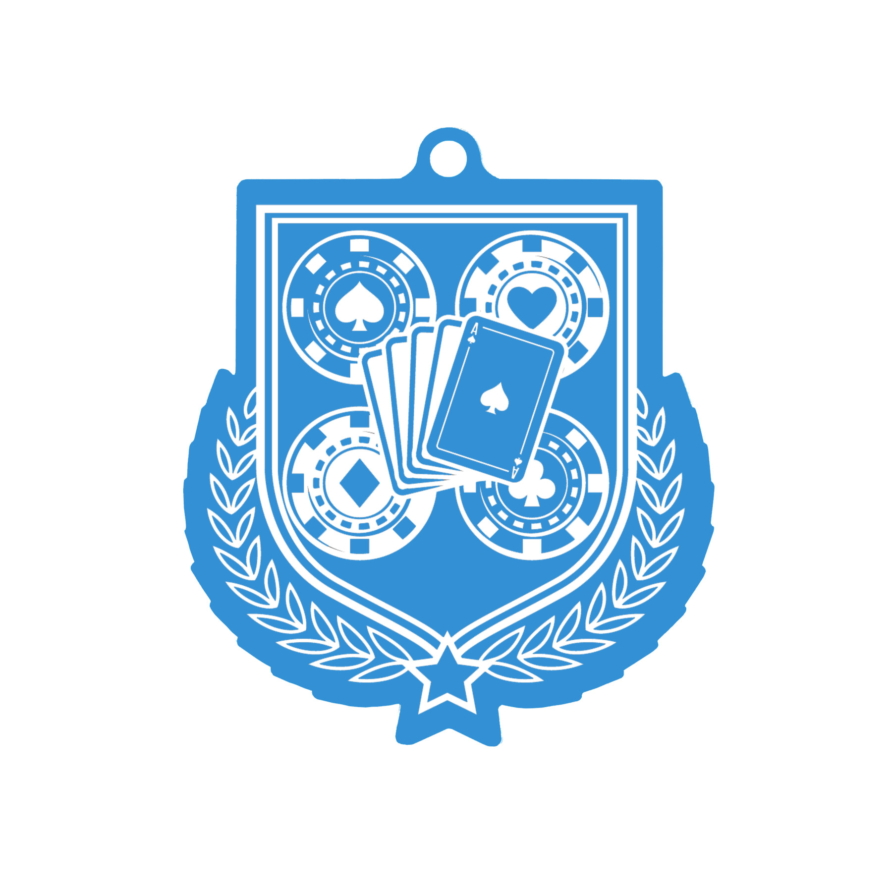 Colour Printed Cards & Poker Shield Shaped Medal