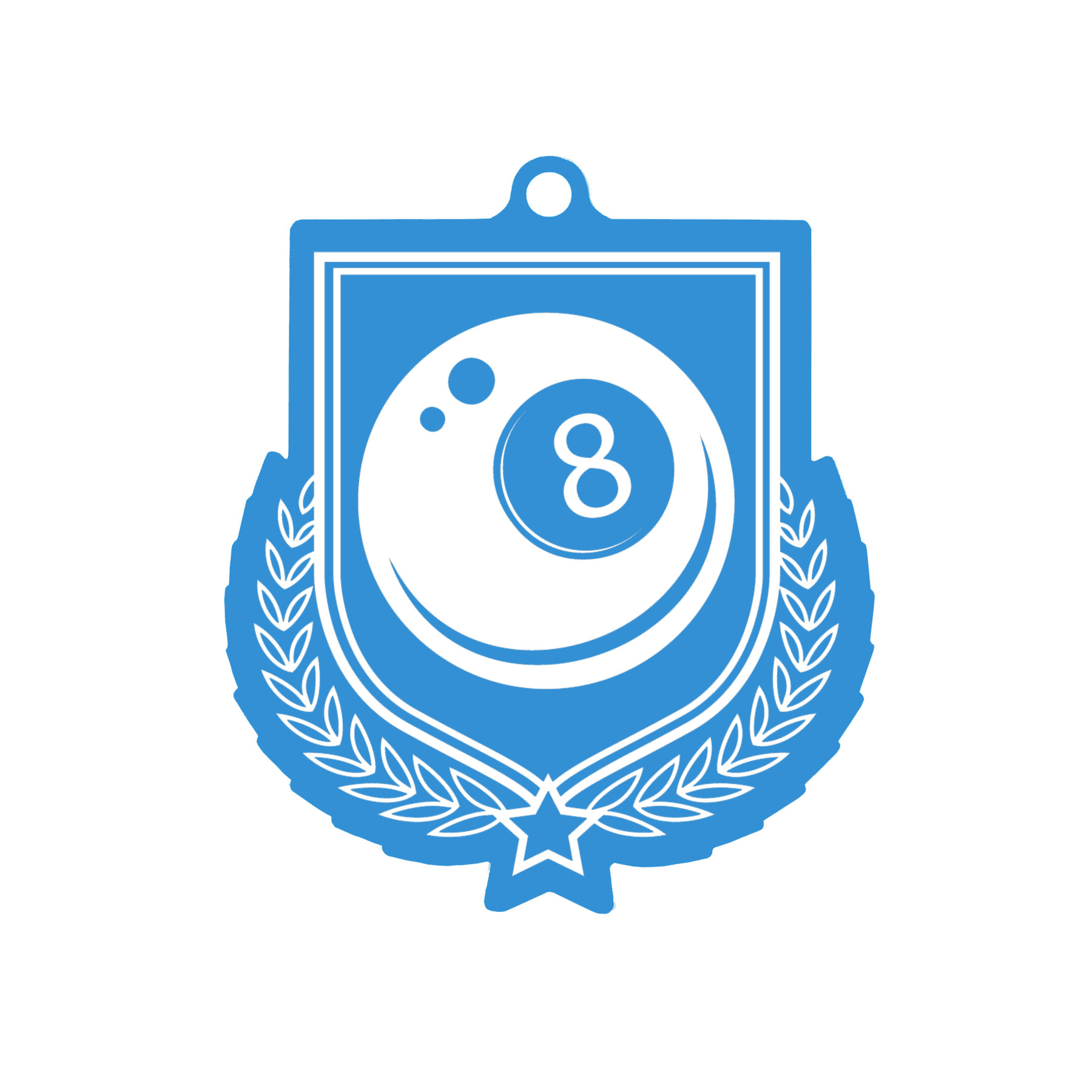 Colour Printed Pool Shield Shaped Medal