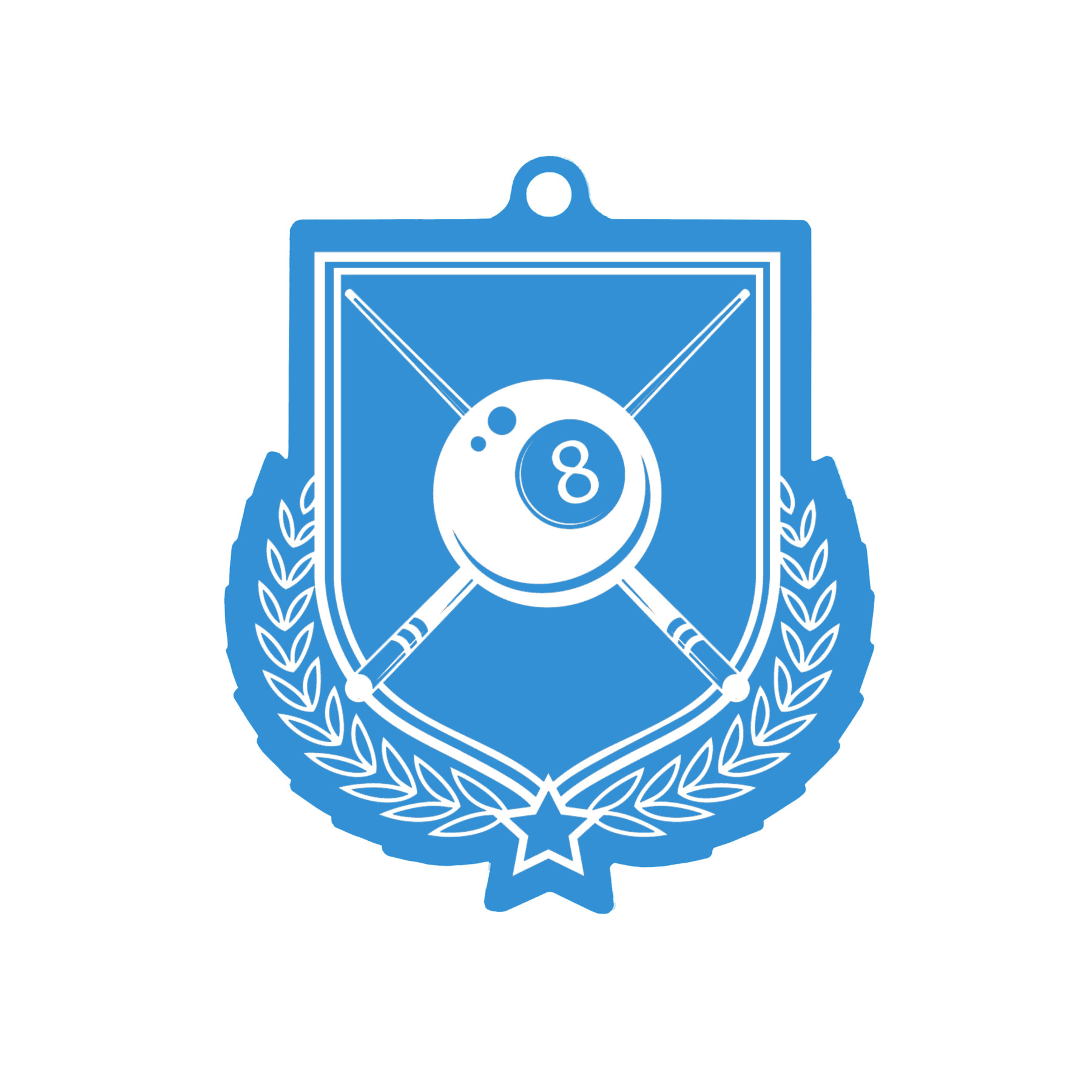 Colour Printed Pool Shield Shaped Medal