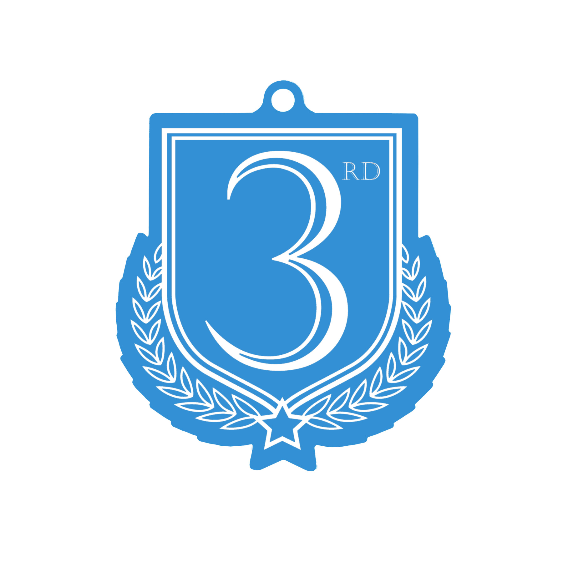 Colour Printed 3rd Place Shield Shaped Medal