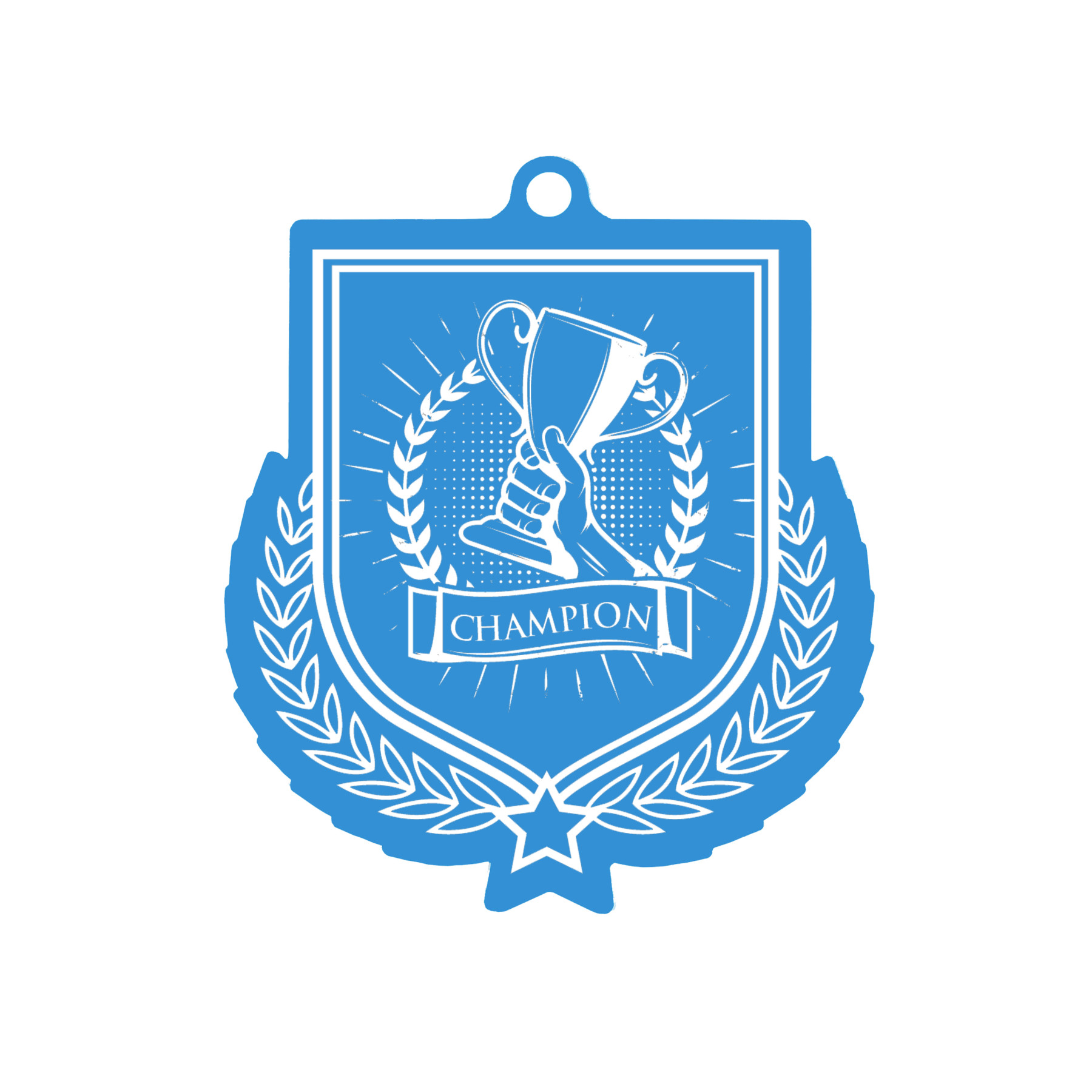 Colour Printed Champion Shield Shaped Medal