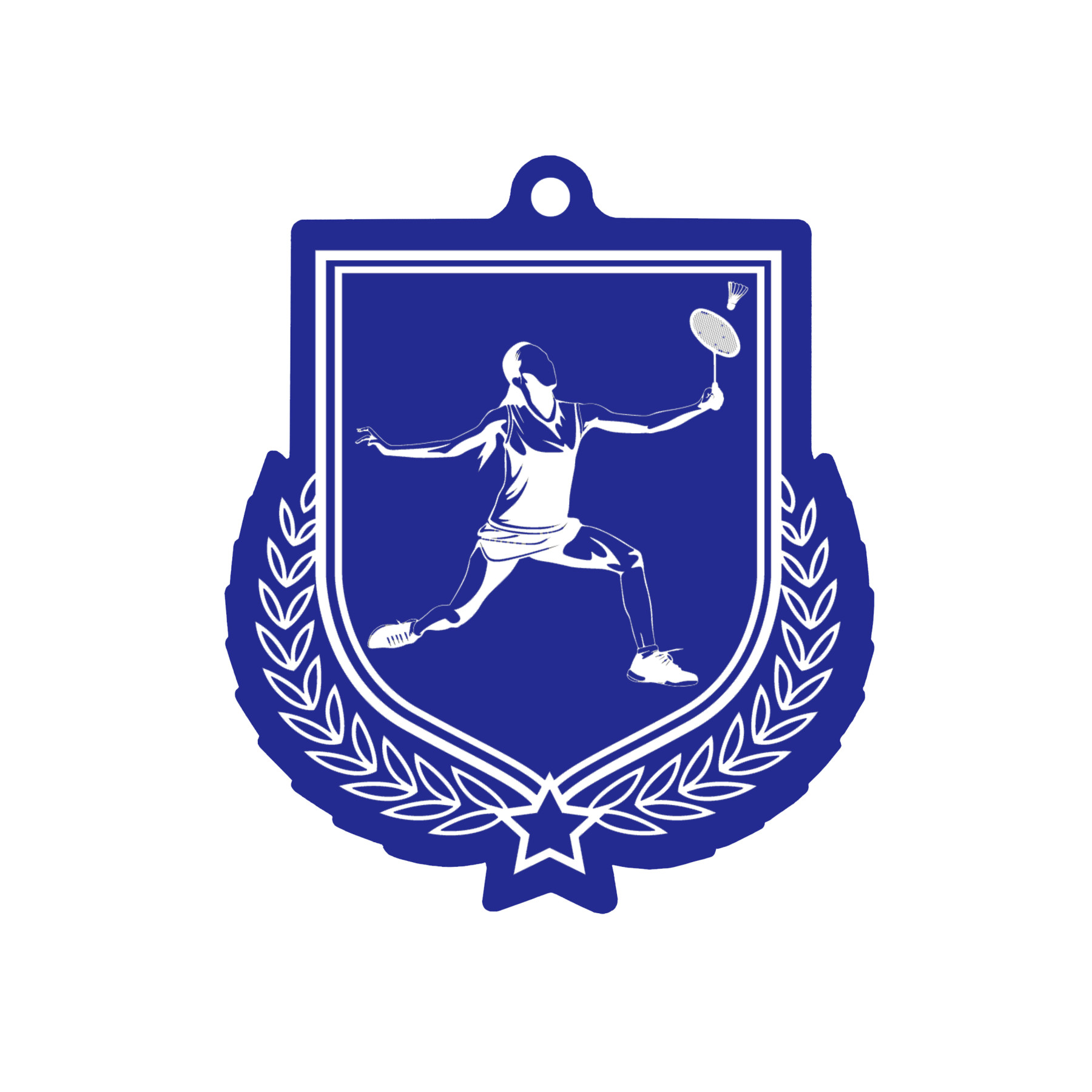 Colour Printed Badminton Ball Shield Shaped Medal