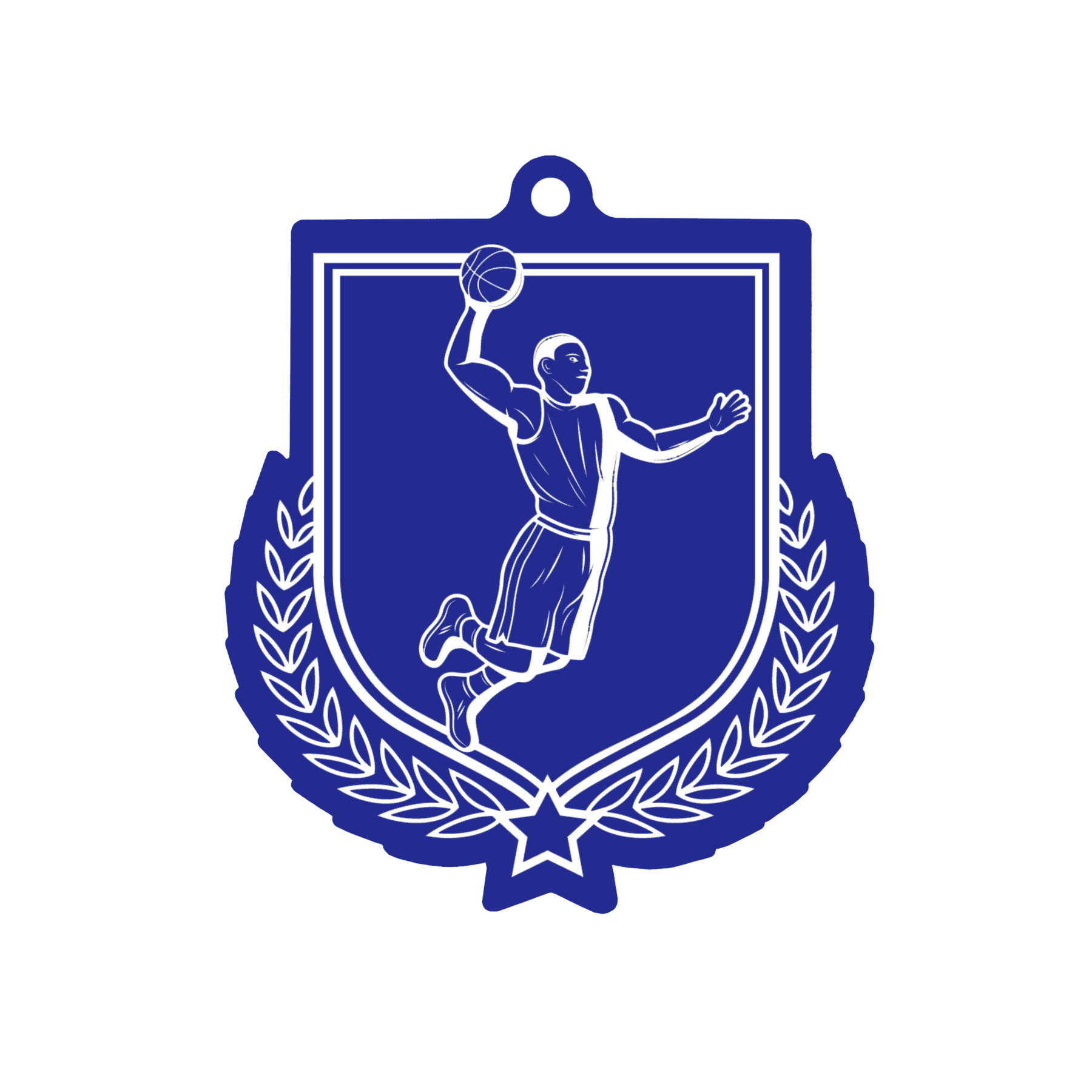 Colour Printed Basketball Shield Shaped Medal