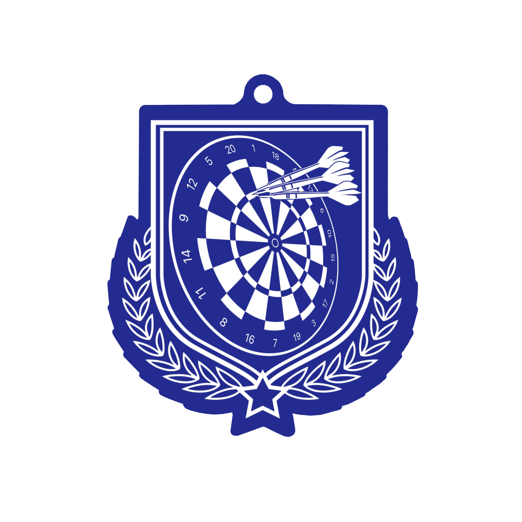 Colour Printed Darts Shield Shaped Medal