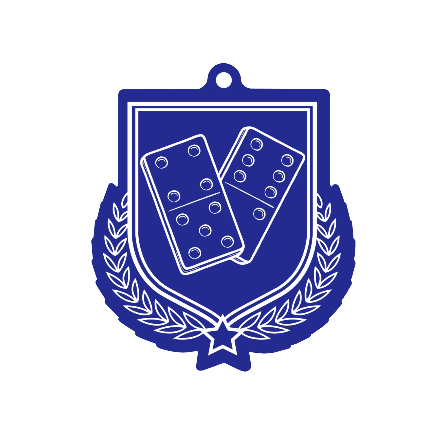 Colour Printed Dominoes Shield Shaped Medal