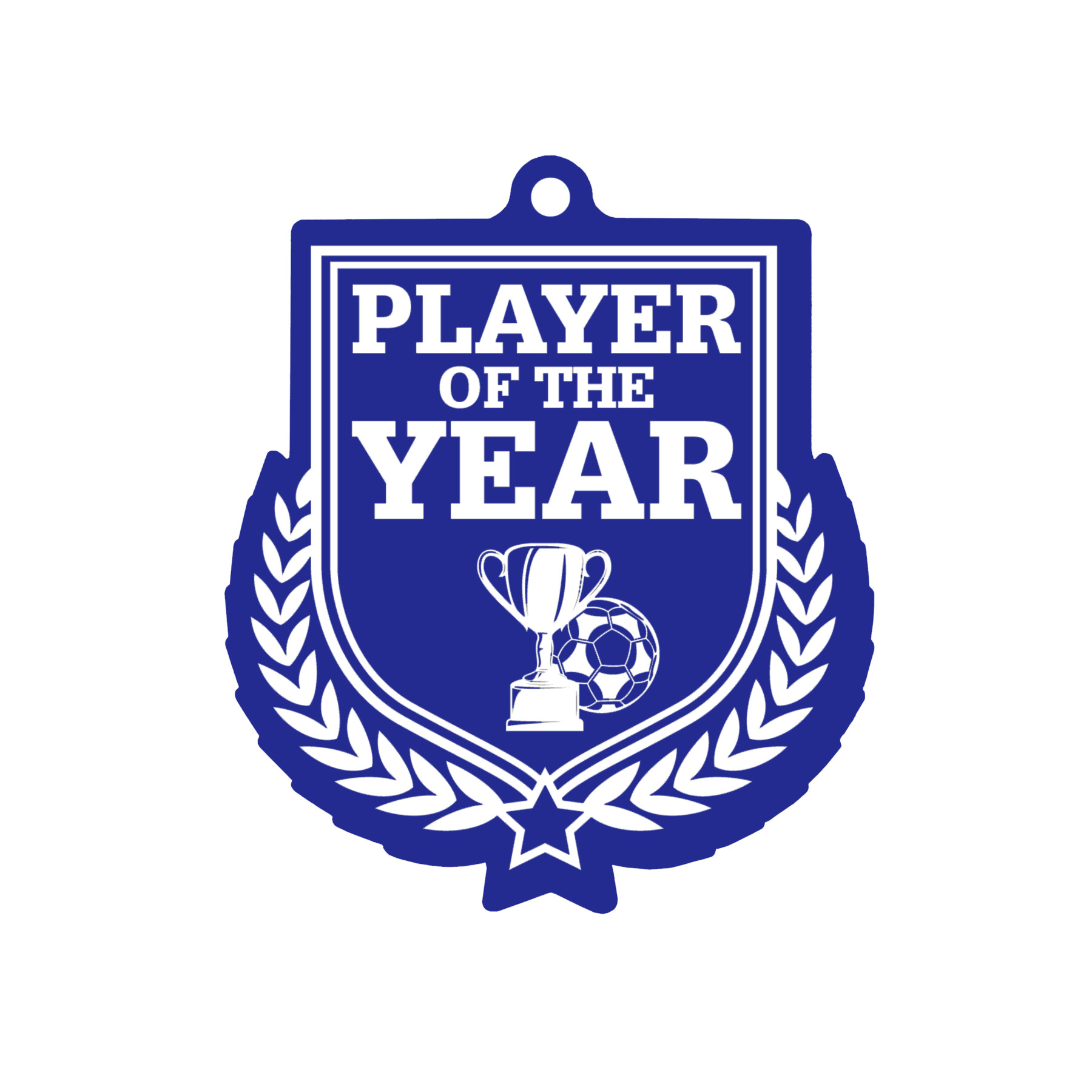 Colour Printed Football Player of the Year Shield Shaped Medal