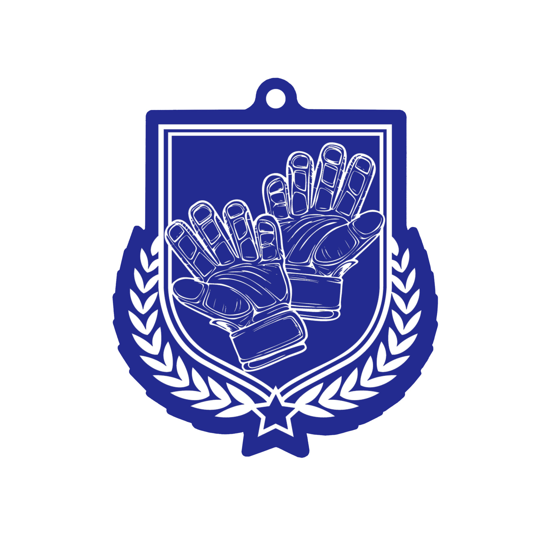 Colour Printed Football Gloves Shield Shaped Medal