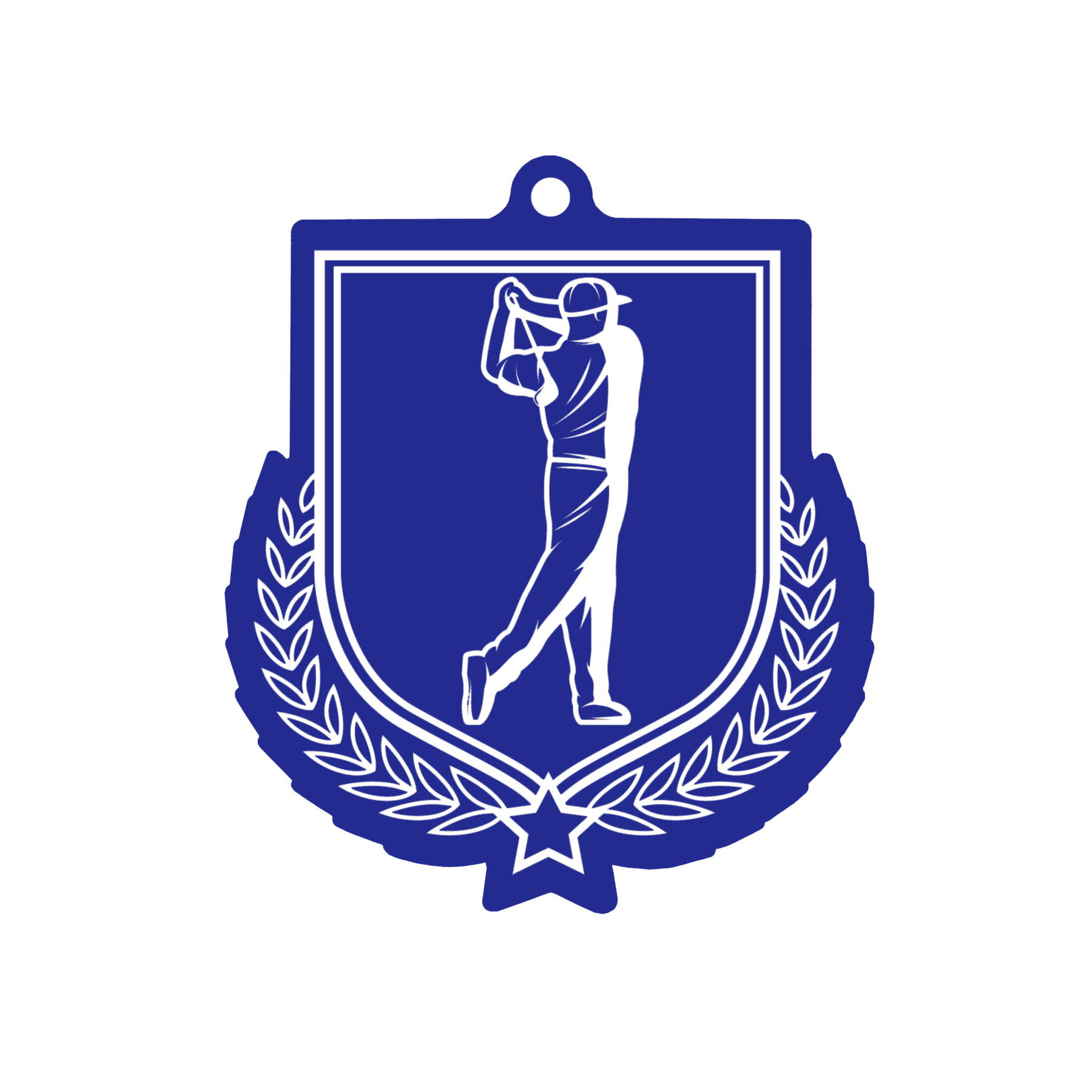 Colour Printed Golf Shield Shaped Medal