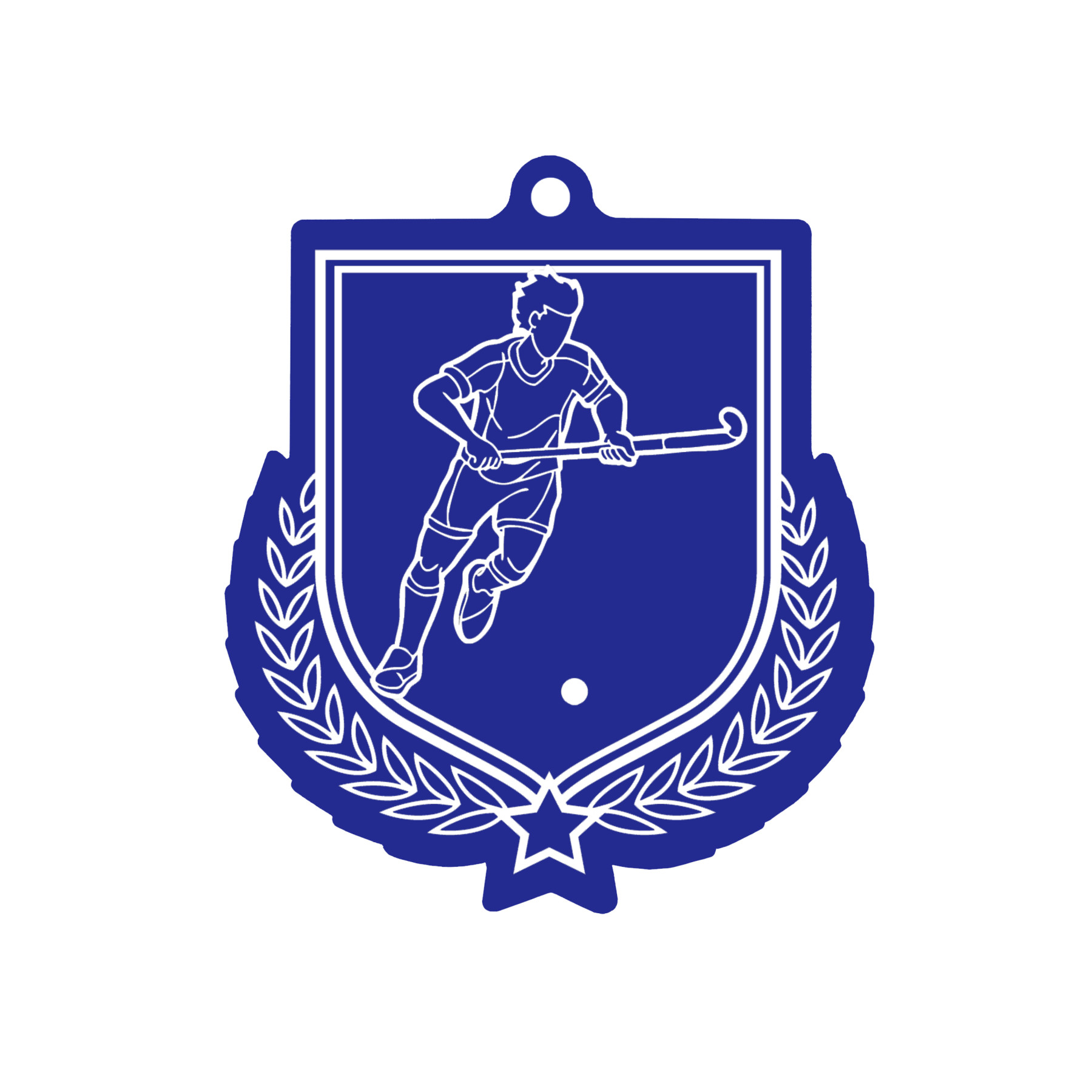 Colour Printed Male Hockey Shield Shaped Medal