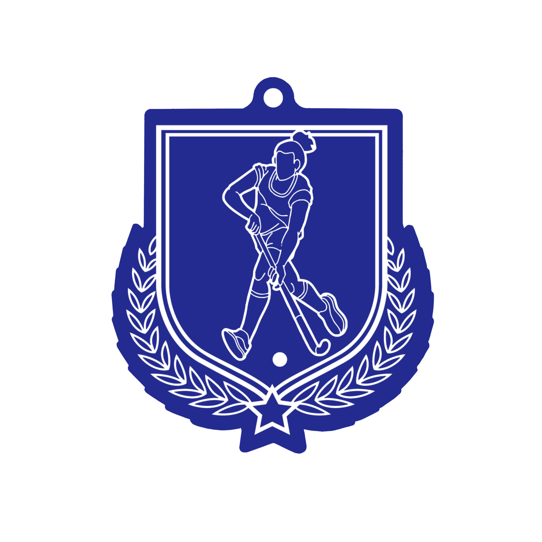 Colour Printed Female Hockey Shield Shaped Medal
