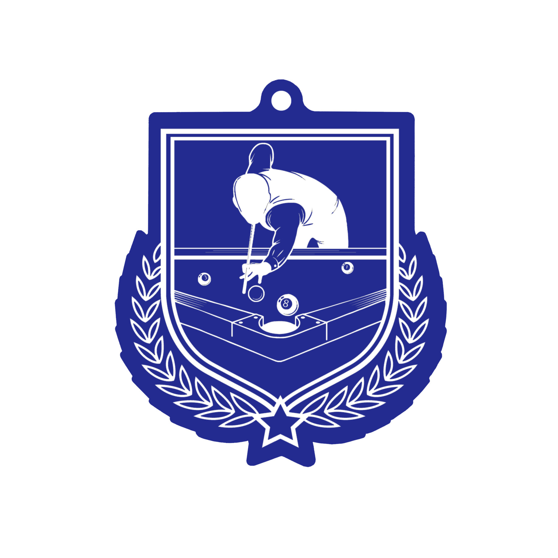 Colour Printed Pool Shield Shaped Medal