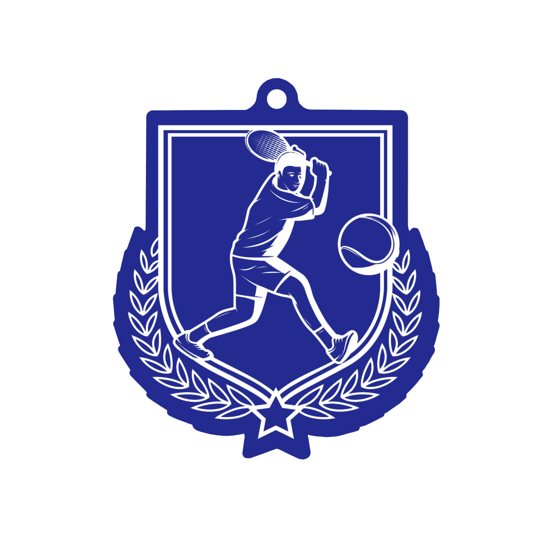 Colour Printed Male Tennis Shield Shaped Medal