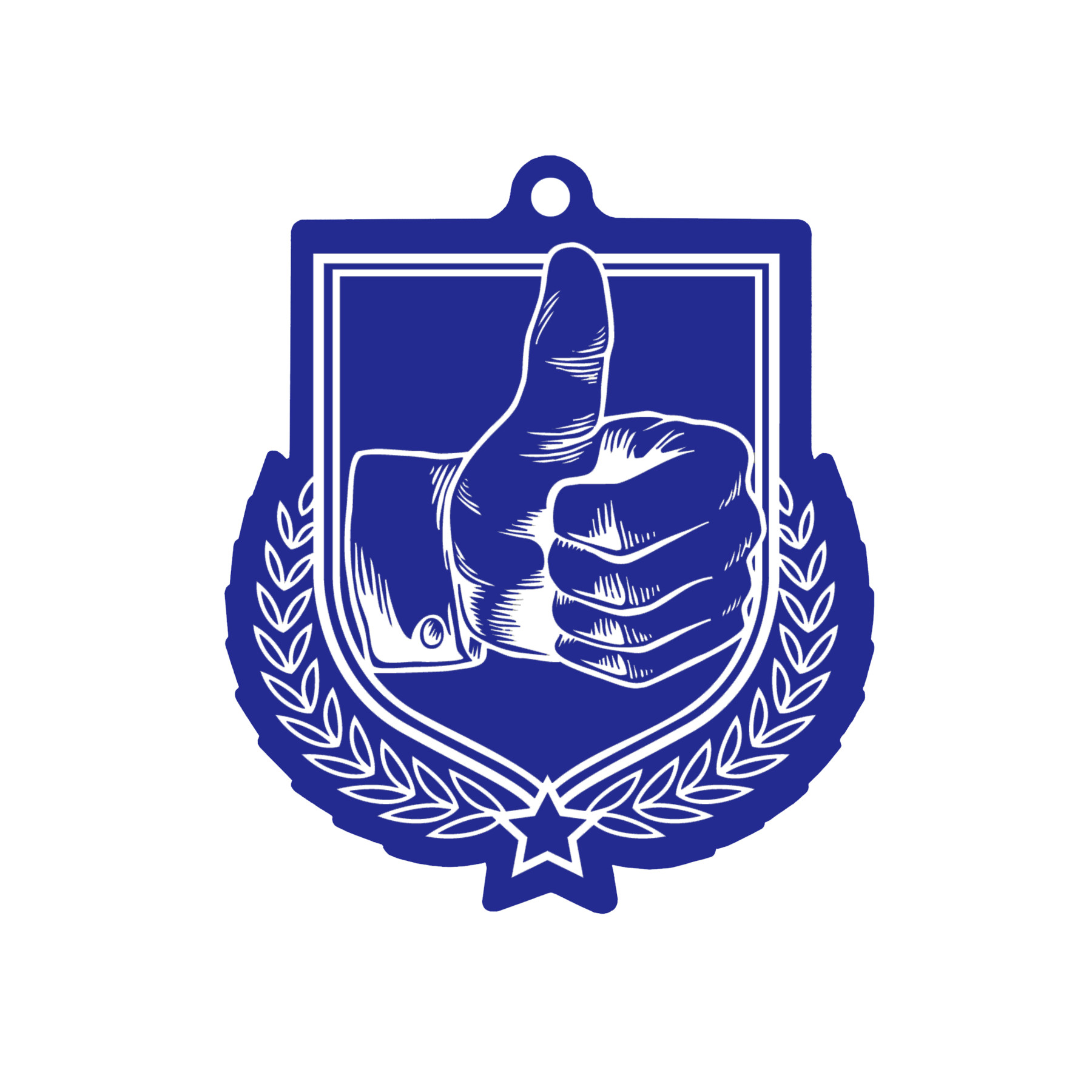 Colour Printed Thumbs Up Shield Shaped Medal