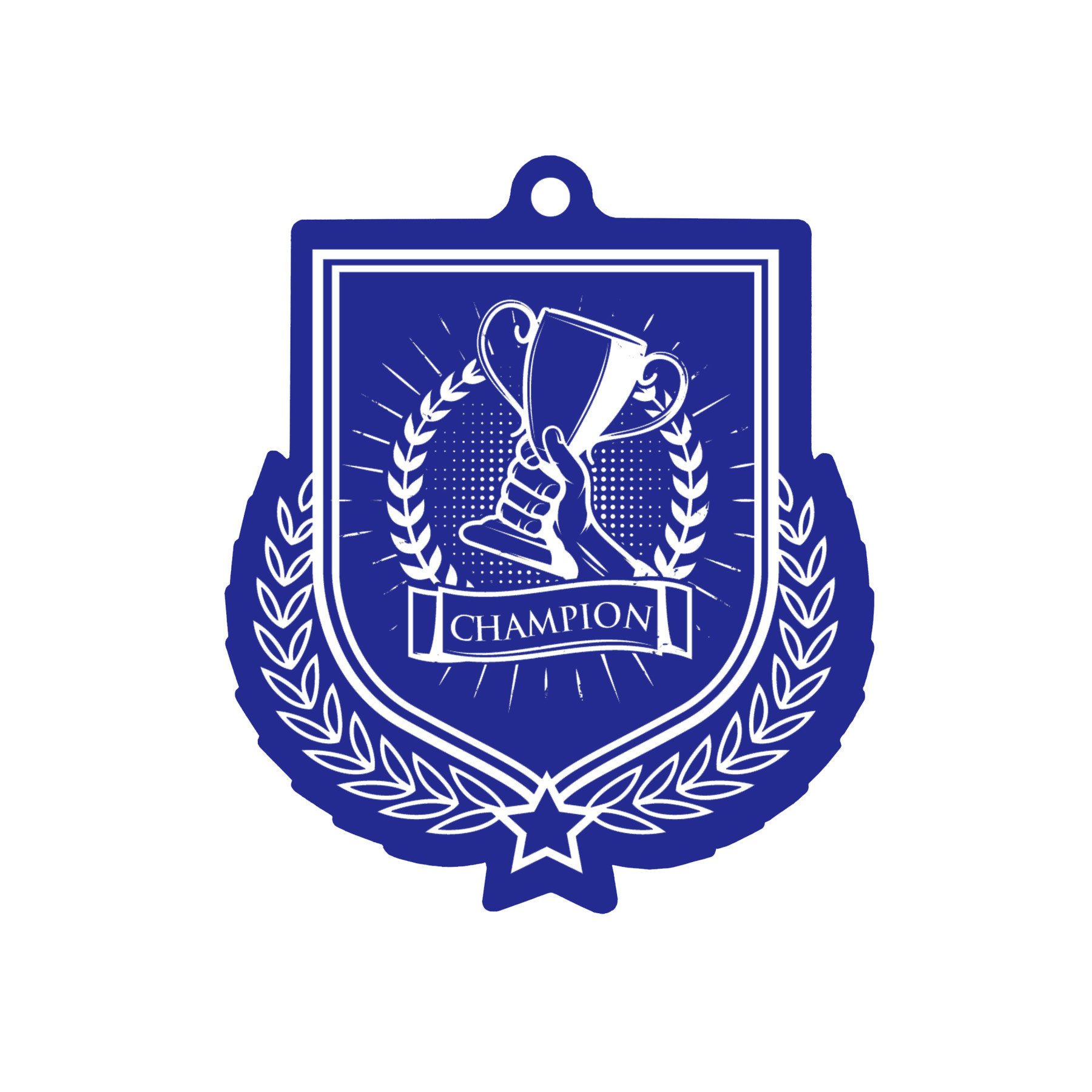 Colour Printed Champion Shield Shaped Medal