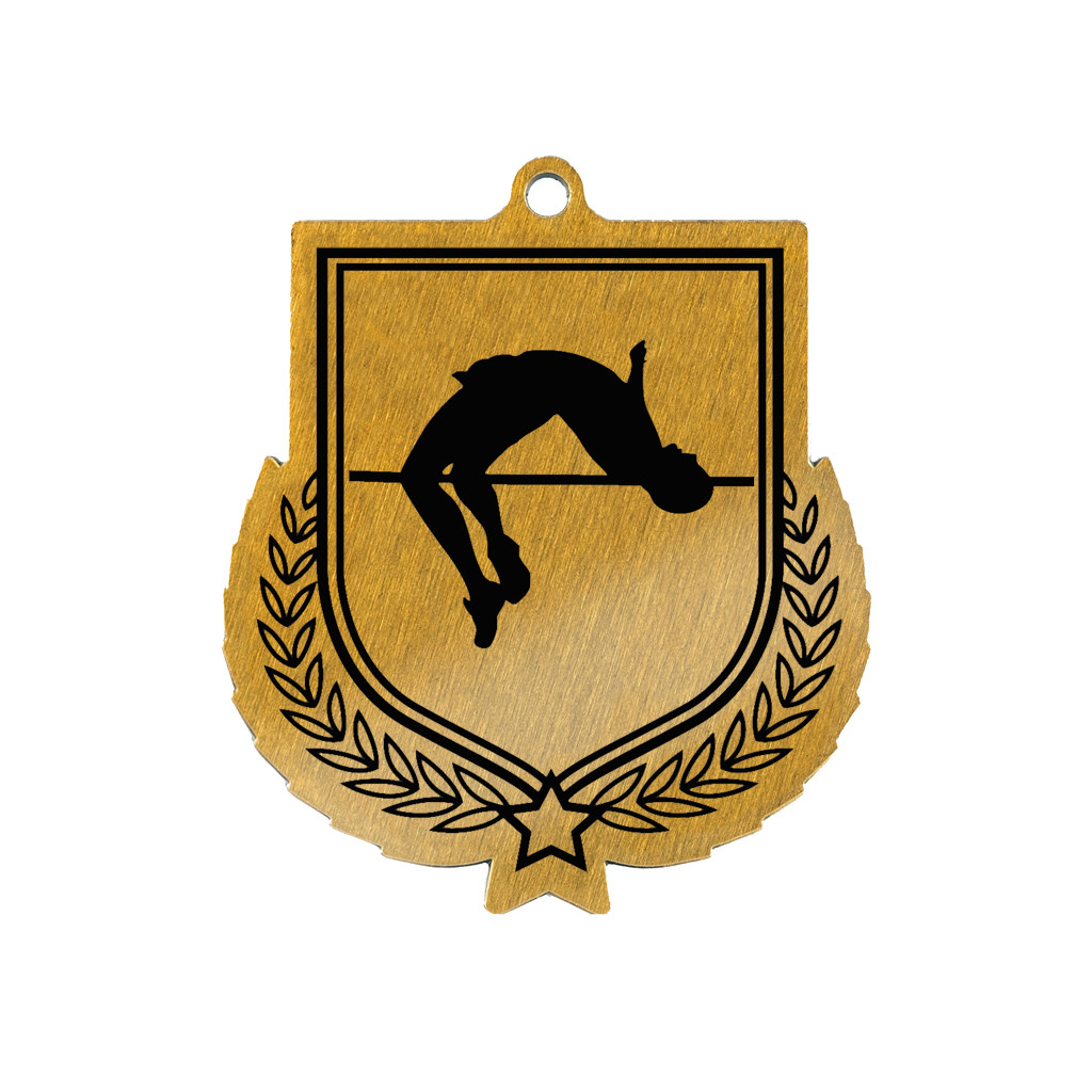 Colour Printed Pole Vault Shield Shaped Medal